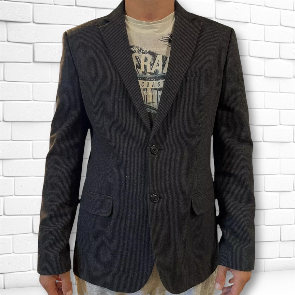 Dkny Jeans Mens Hudson Two Button Blazer Jacket Size L