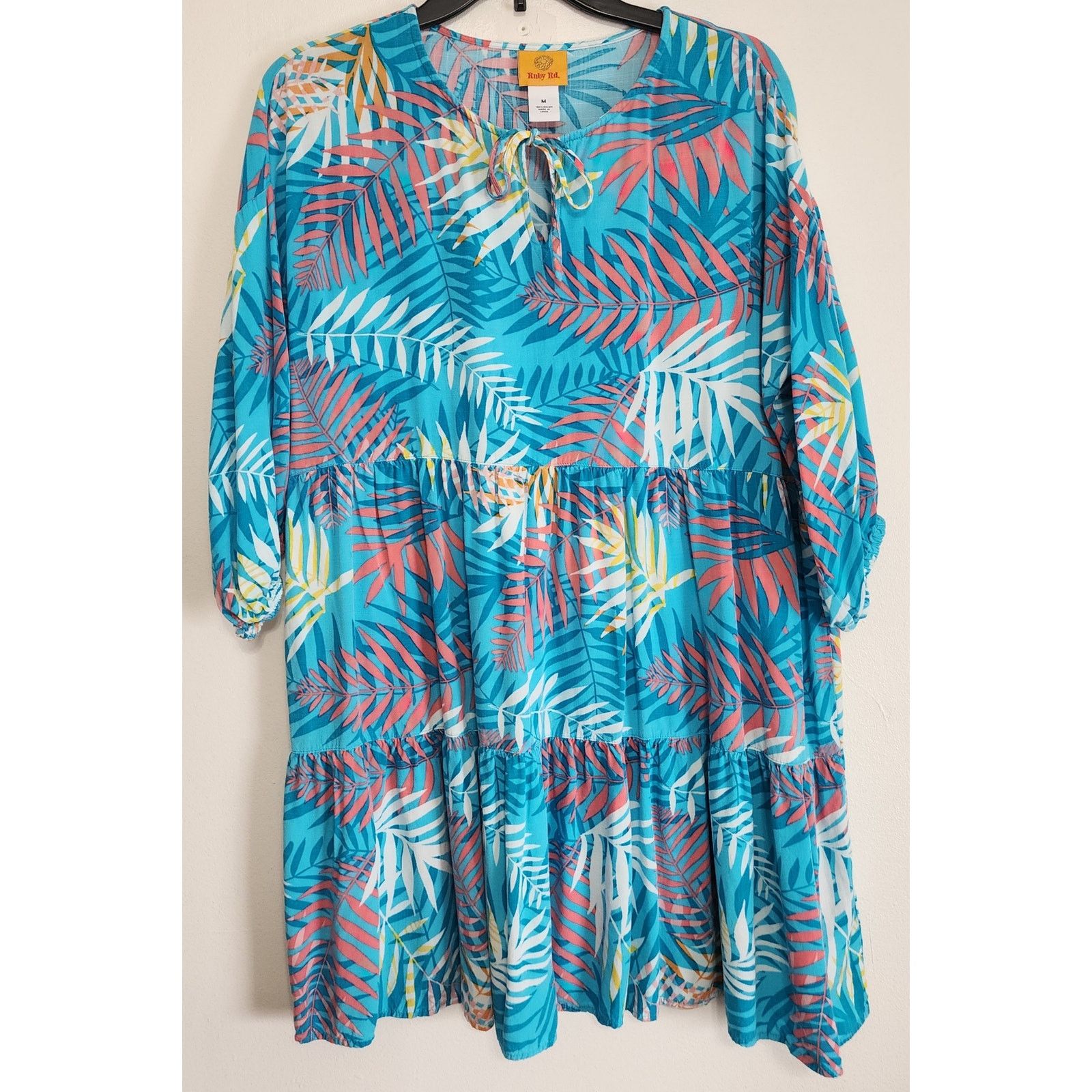 Other Ruby Rd. Blue Tropical Print 3/4 Sleeve Shift Dress Size M Size M / US 6-8 / IT 42-44 - 1 Thumbnail