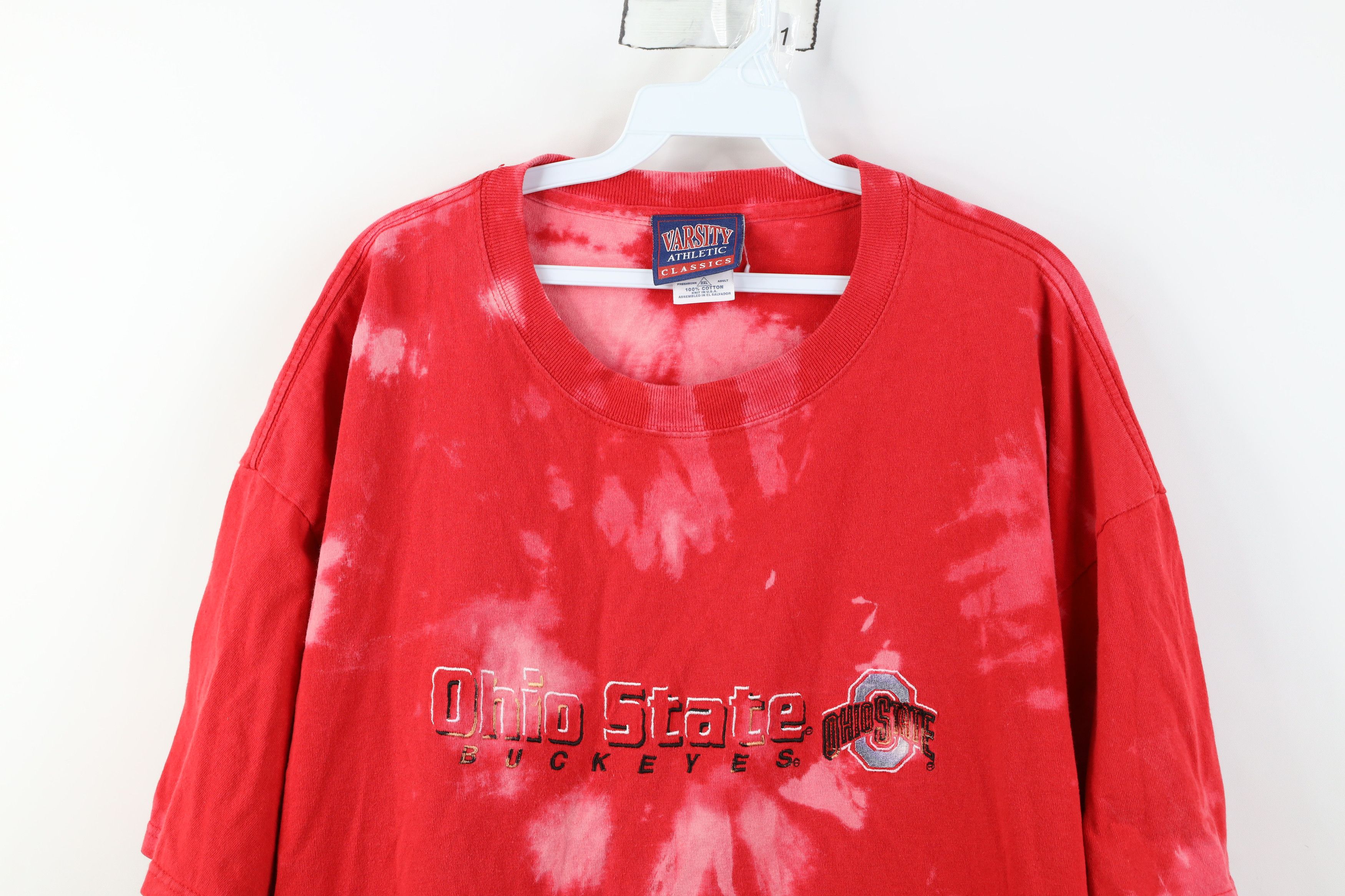 Vintage Vintage 90s Acid Spell Out Ohio State University T-Shirt Red Size US XXL / EU 58 / 5 - 2 Thumbnail