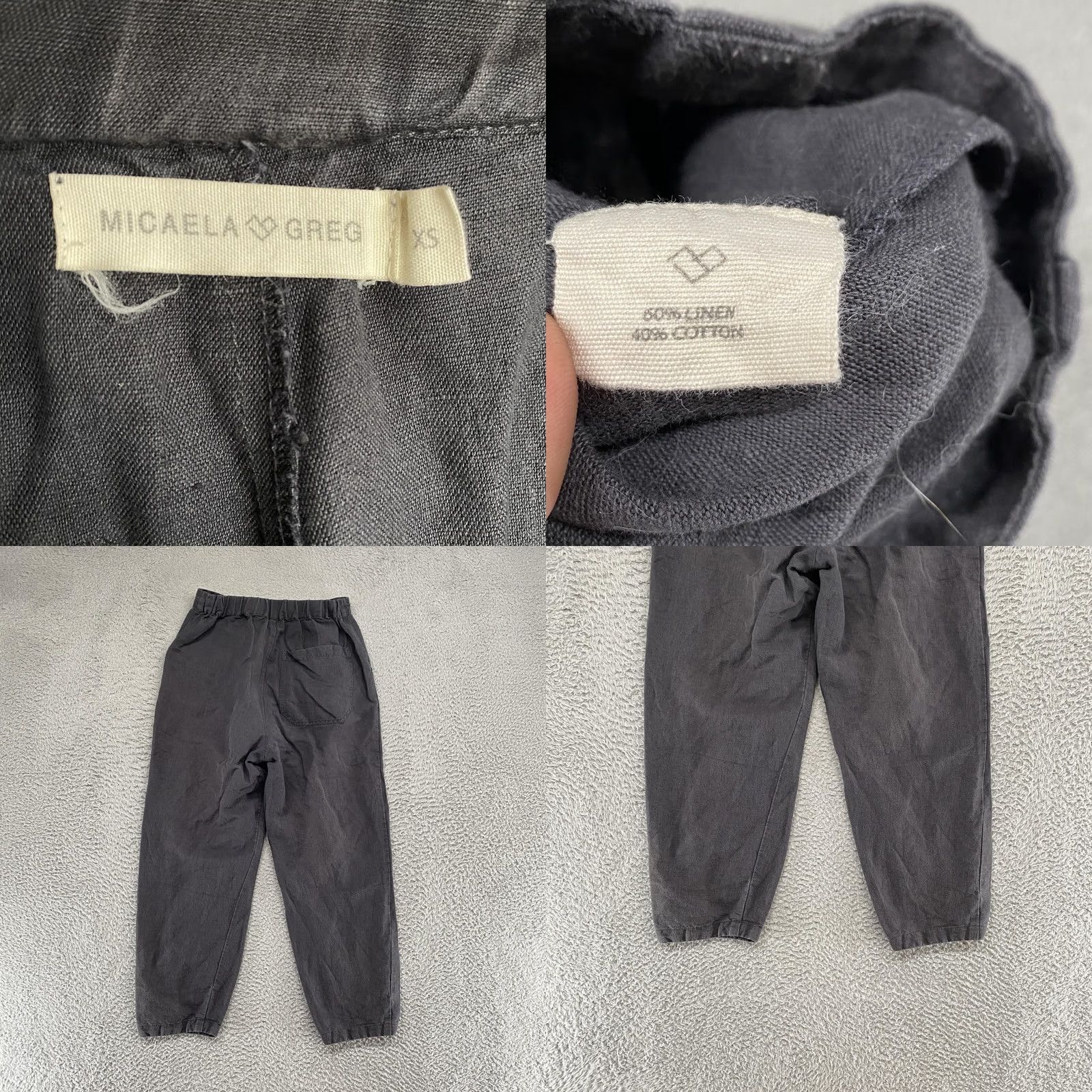 Vintage Micaela Greg Barrel Pants Womens XS Gray Linen Cotton Pleated Cuffed Ankle Size 26" / US 2 / IT 38 - 8 Thumbnail