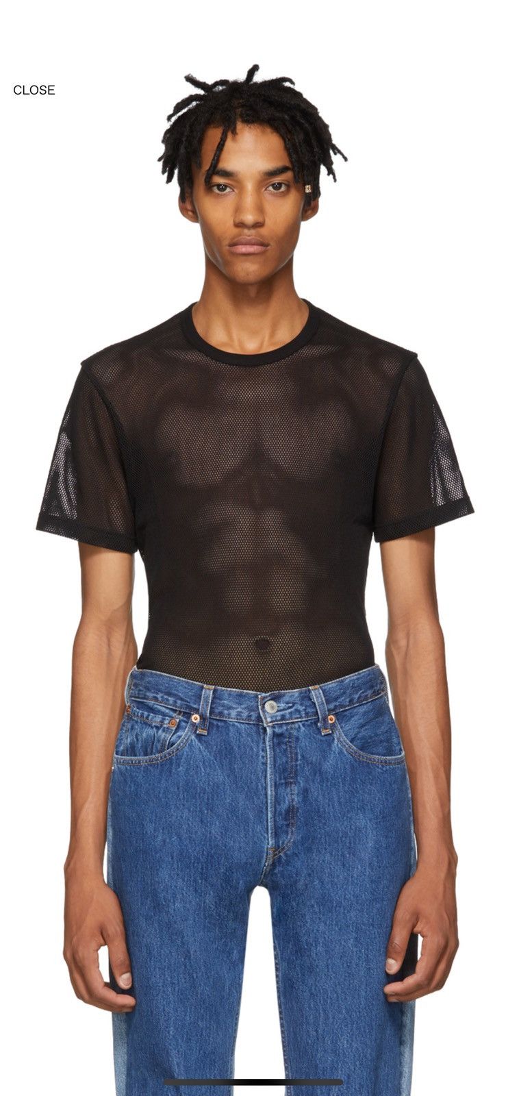 image of Helmut Lang Mesh Logo Tshirt in Black, Men's (Size XS)