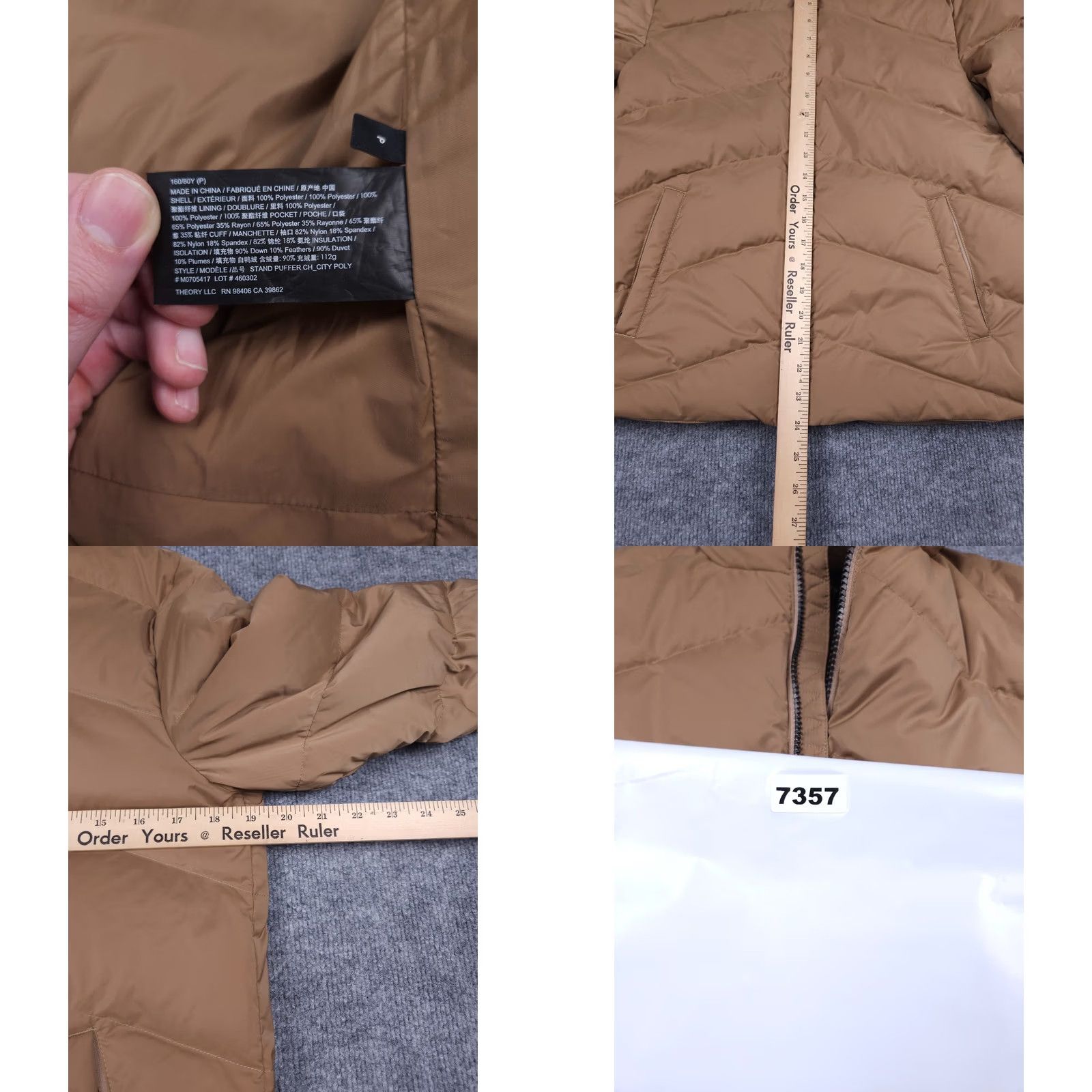 Theory Theory Down Bomber Puffer Jacket Womens Size P Brown Full Zip City Poly Jacket Women Regular Size PP Long Sleeve Zip Size XXS / US 00 / IT 34 - 8 Thumbnail