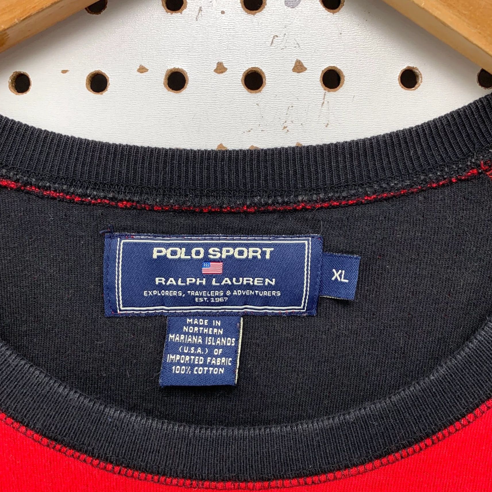 Vintage VINTAGE Polo Sport Sweatshirt Mens XL Red Black Double Face Lined Made USA Size US XL / EU 56 / 4 - 5 Thumbnail