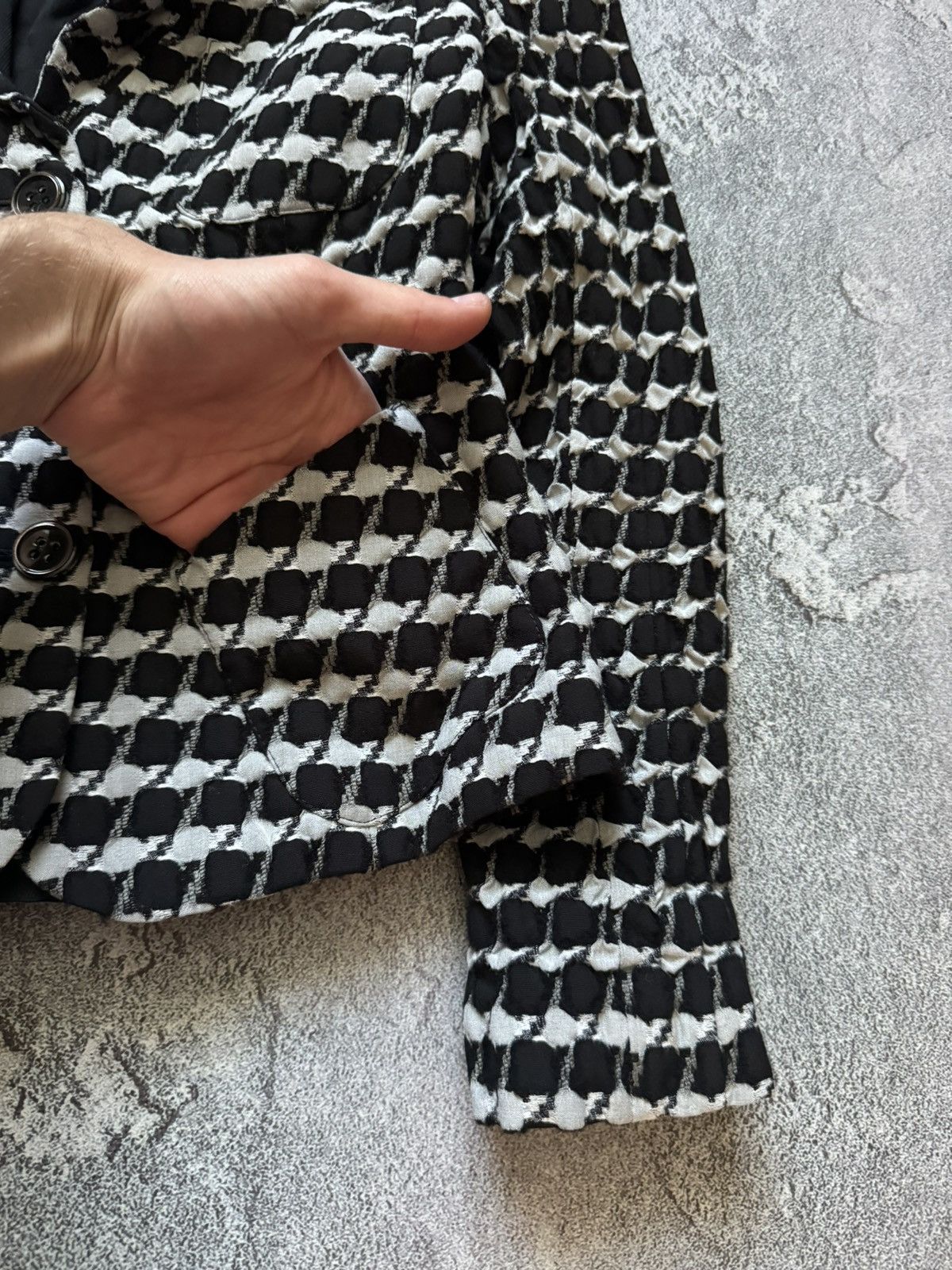 Vintage Emporio Armani 42 checkered black white blazer button jacket Size M / US 6-8 / IT 42-44 - 13 Thumbnail
