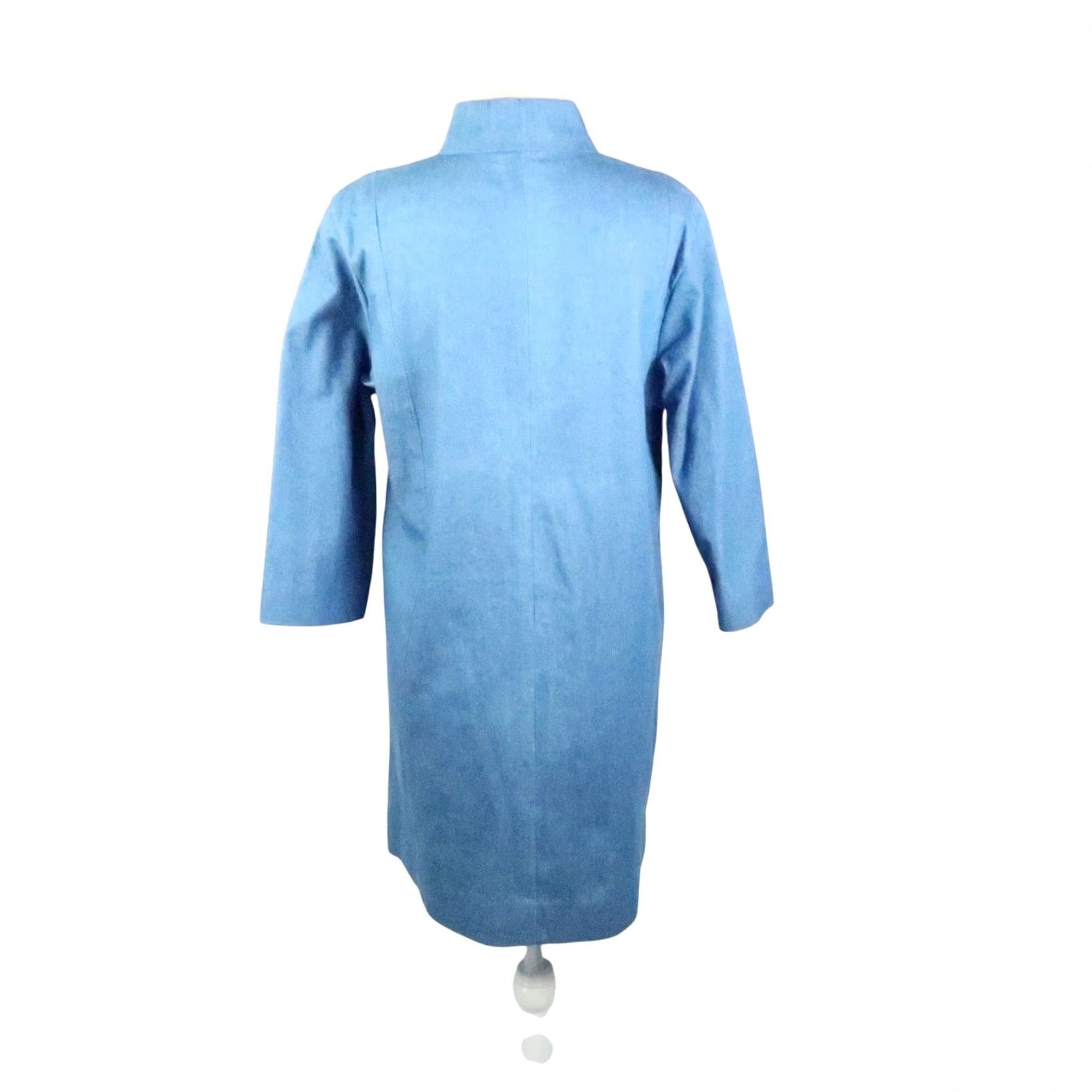 Denime VINTAGE Blue Chambray Denim Shift Mini Dress Mod Mockneck, 60s, 70s, Bohemian, Western, 3/4 Sleeve, Cotton, Casual Womens Dress M Size M / US 6-8 / IT 42-44 - 4 Thumbnail