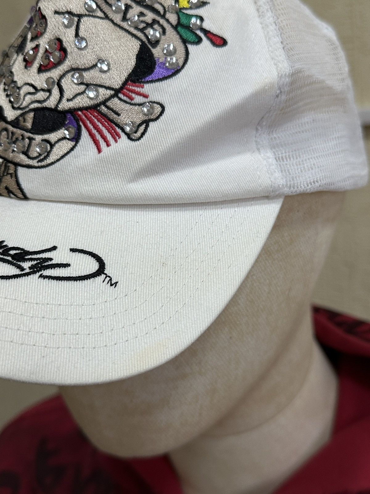 Ed Hardy × Vintage Vintage Ed Hardy Rhinestones Skull WebTrucker Hat Cap Size ONE SIZE - 2 Thumbnail