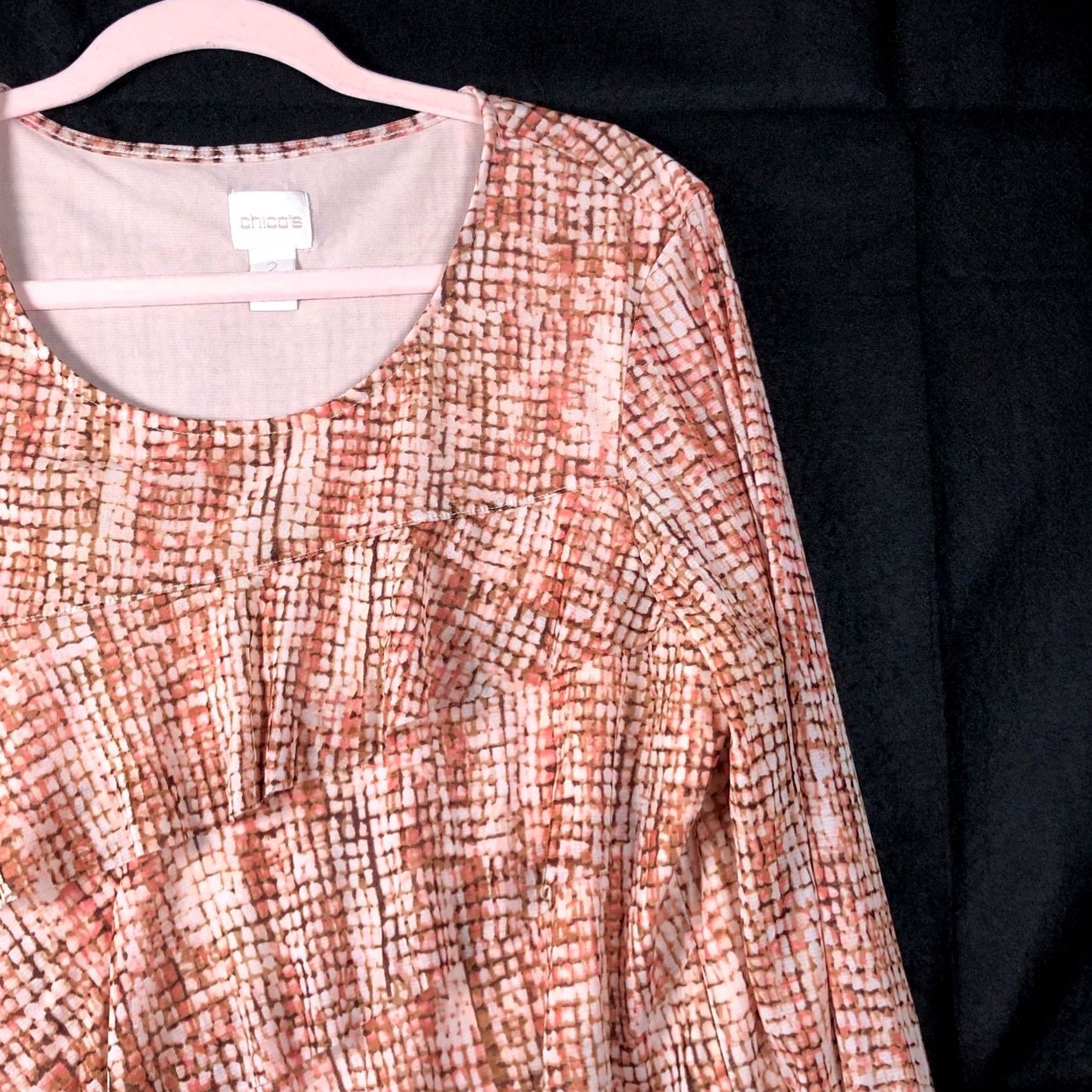 Vintage Chicos Blouse Orange Asymmetric Lined 3/4 Sleeve 2 (L) Womens Shirt Casual Workwear Fall Spring Summer Winter New Size L / US 10 / IT 46 - 5 Thumbnail