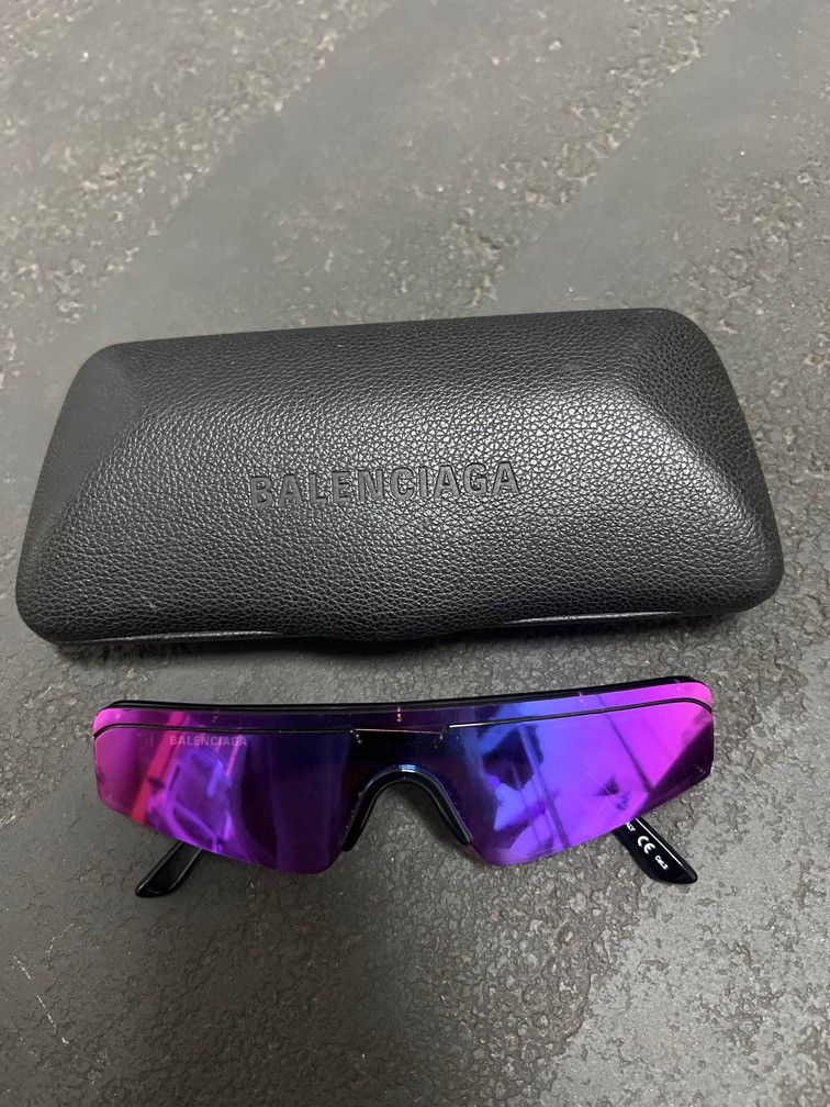 Balenciaga Balenciaga Ski rectangular-frame Sunglasses black purple Size ONE SIZE - 2 Thumbnail