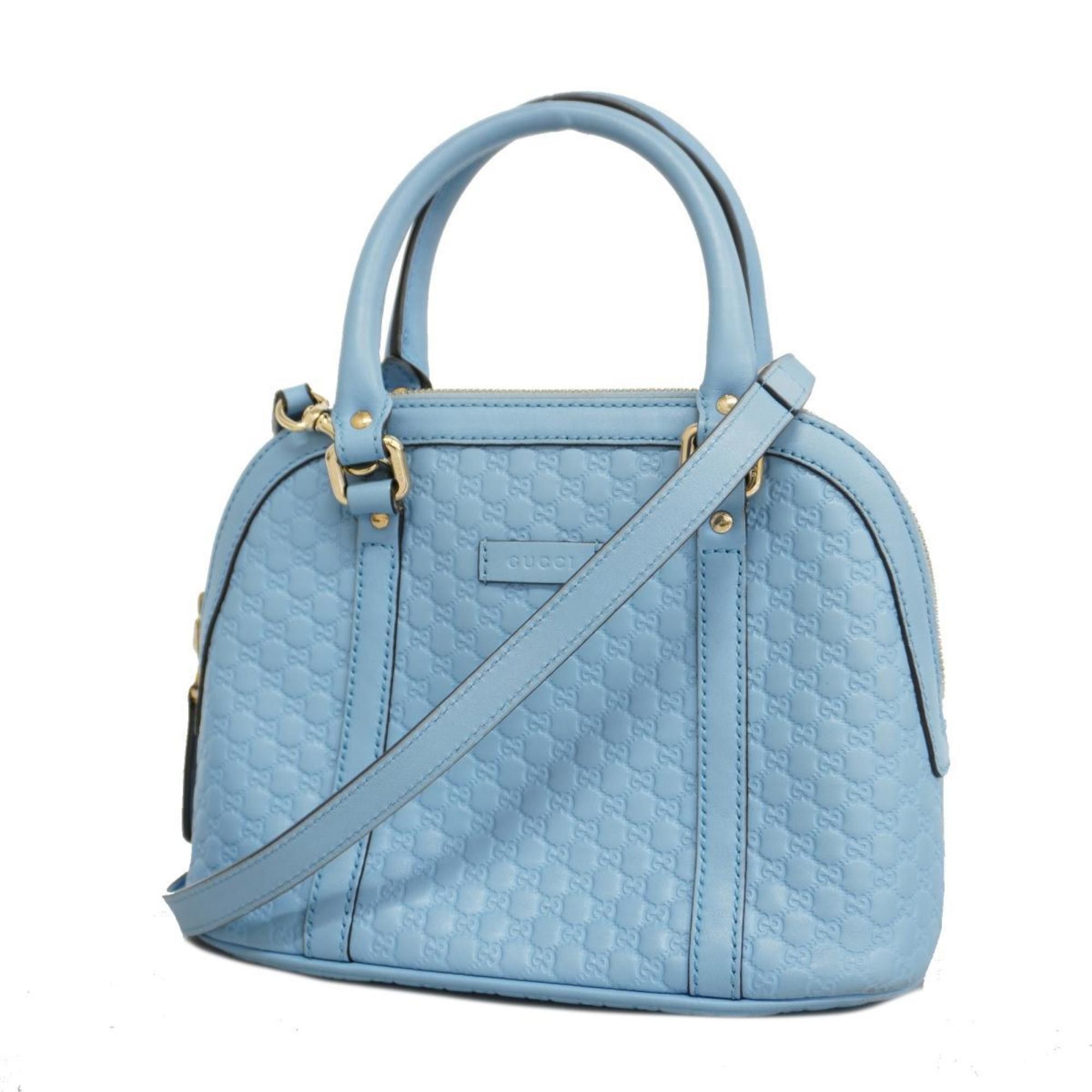image of Gucci Handbag Micro Guccissima 449654 Leather Light Blue Champagne Women's