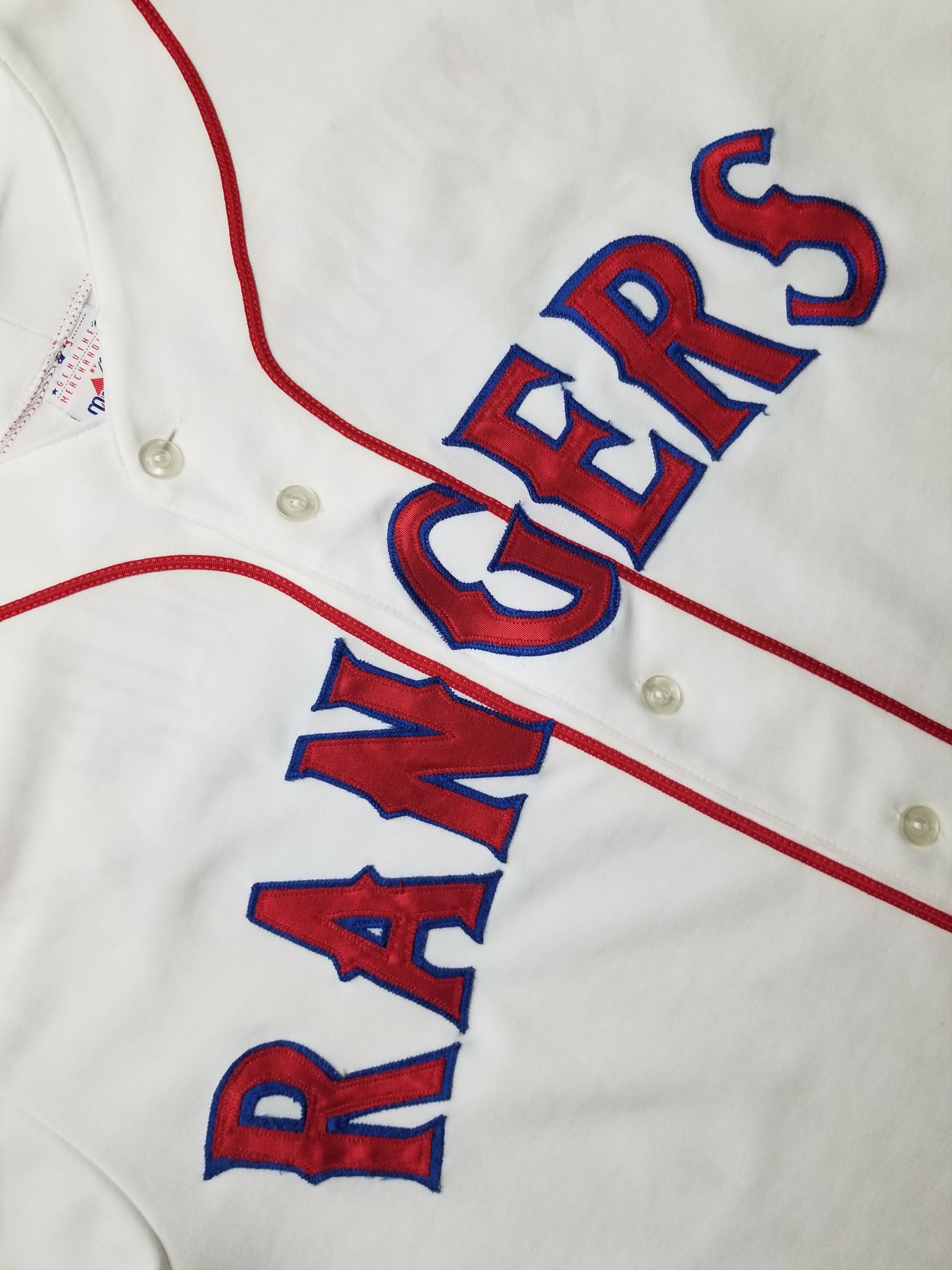 Majestic VTG Rodriguez #7 Texas Rangers Majestic Sewn White Jersey Size US L / EU 52-54 / 3 - 13 Thumbnail
