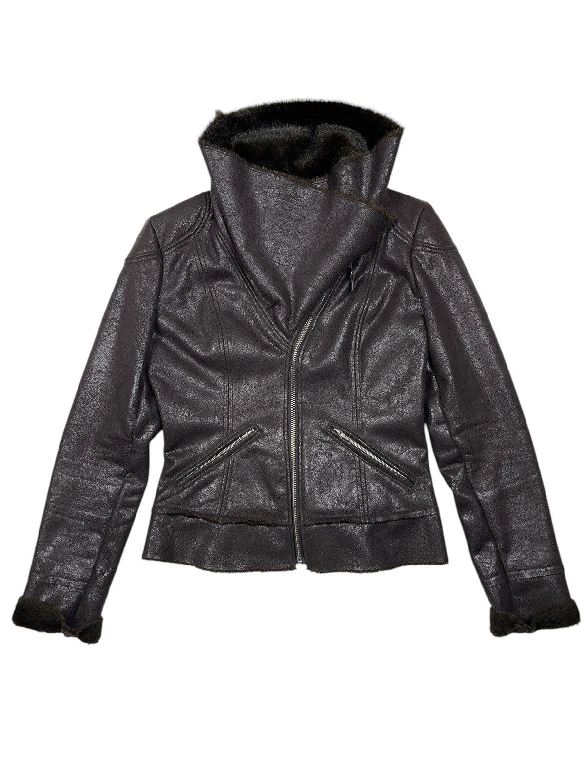 Miss Sixty Vintage Miss Sixty Faux Fur Biker Shearling Jacket Size L / US 10 / IT 46 - 1 Thumbnail