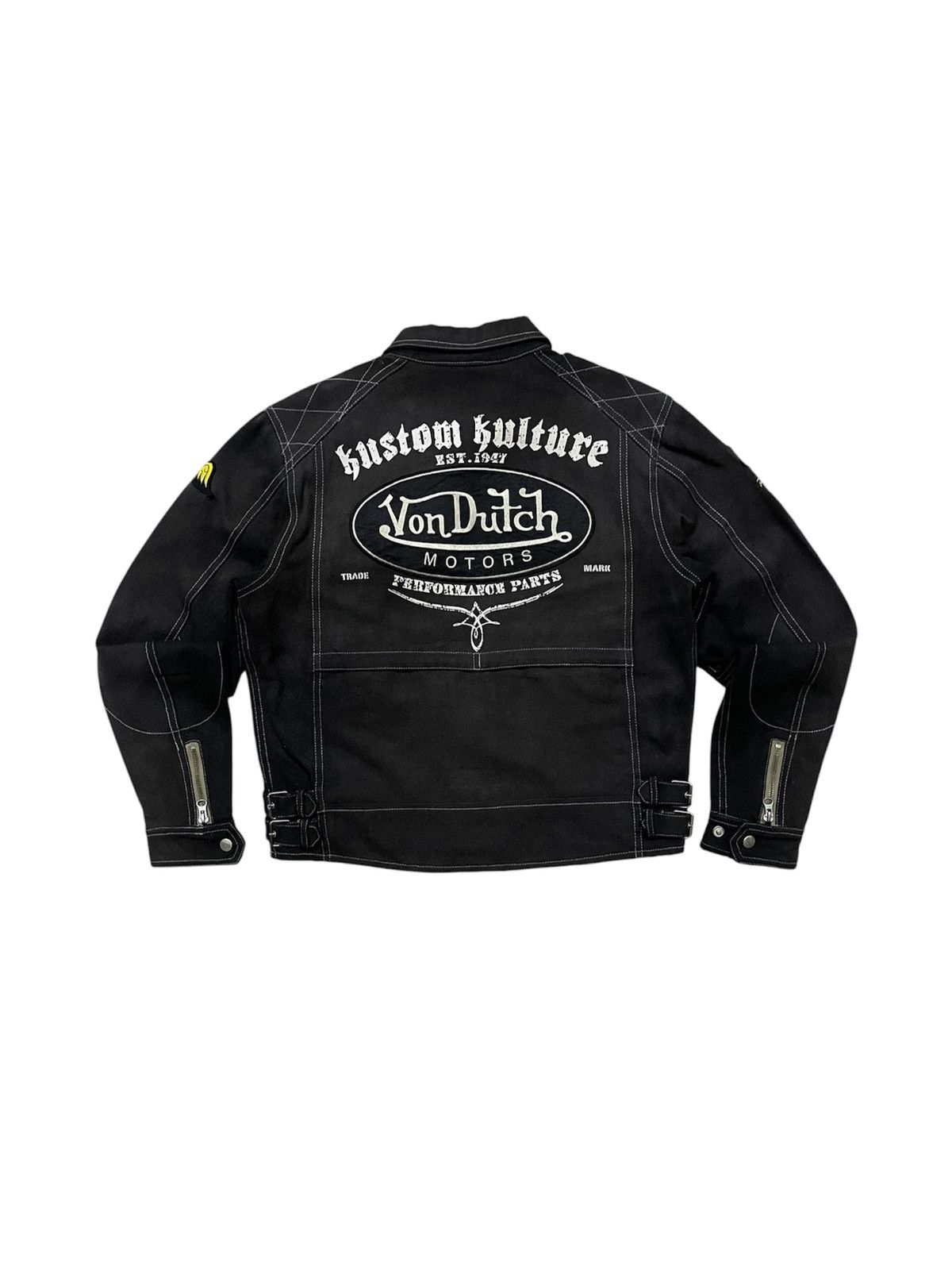 Von Dutch 2000s VON DUTCH MOTORS COTTON BIKER JACKETFADED JACKET Size US M / EU 48-50 / 2 - 3 Thumbnail