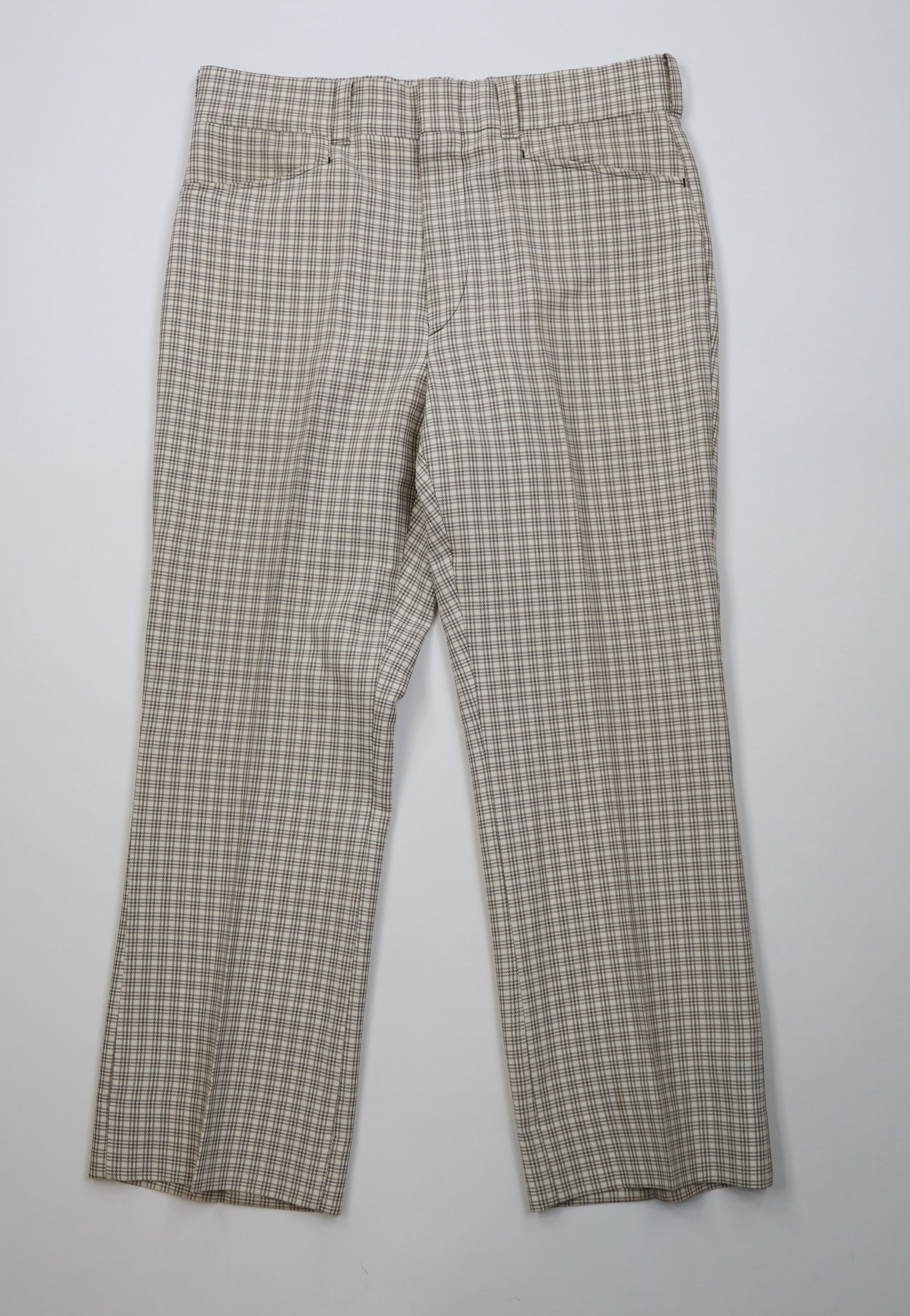 Vintage Vintage 70s Streetwear Flared Wide Leg Chino Pants Plaid USA Size US 36 / EU 52 - 1 Thumbnail