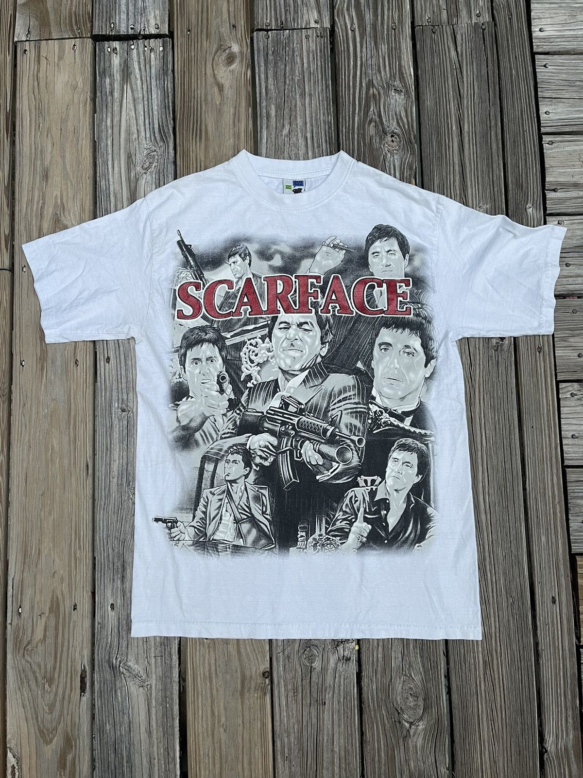 Image of Vintage Y2K Scarface Movie Face Tee in White, Men's (Size XL)