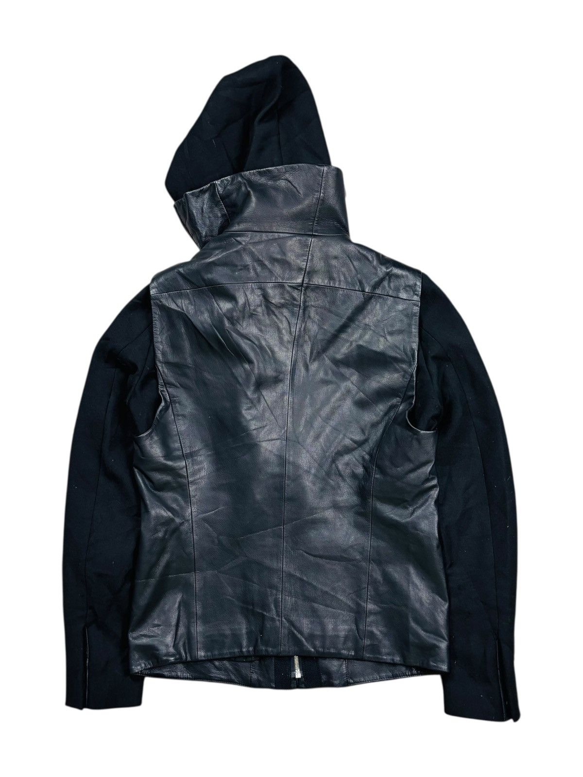 Ekam 2000s System - Rick Owens Style Asymetric Zip Leather Jacket Size US M / EU 48-50 / 2 - 4 Thumbnail
