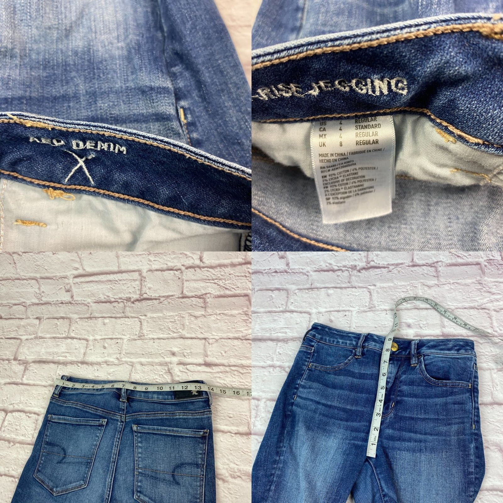 American Eagle Outfitters American Eagle Jeggings Skinny Jeans Size 4 High Rise Super Stretch Medium Wash Size 27" / US 4 / IT 40 - 8 Thumbnail