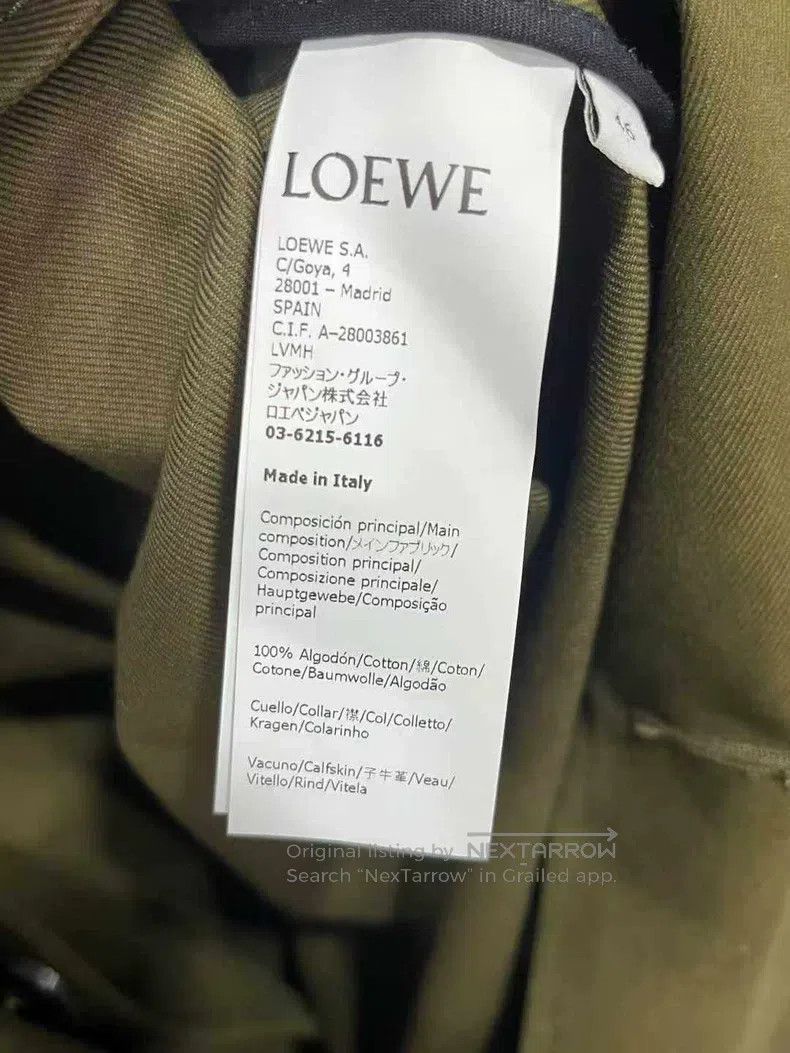 Loewe Loewe Military green leather-trimmed coat Size US S / EU 44-46 / 1 - 8 Thumbnail