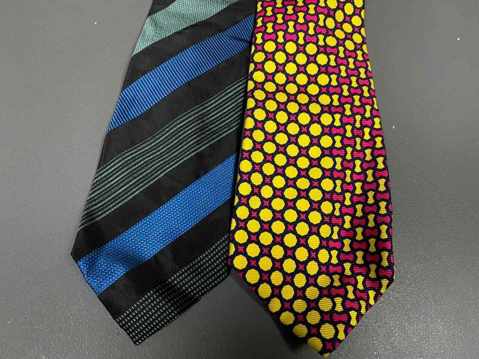 Designer Lot of 2 Fabric Frontline Zurich Silk Tie Blue Stripe Size ONE SIZE - 1 Thumbnail