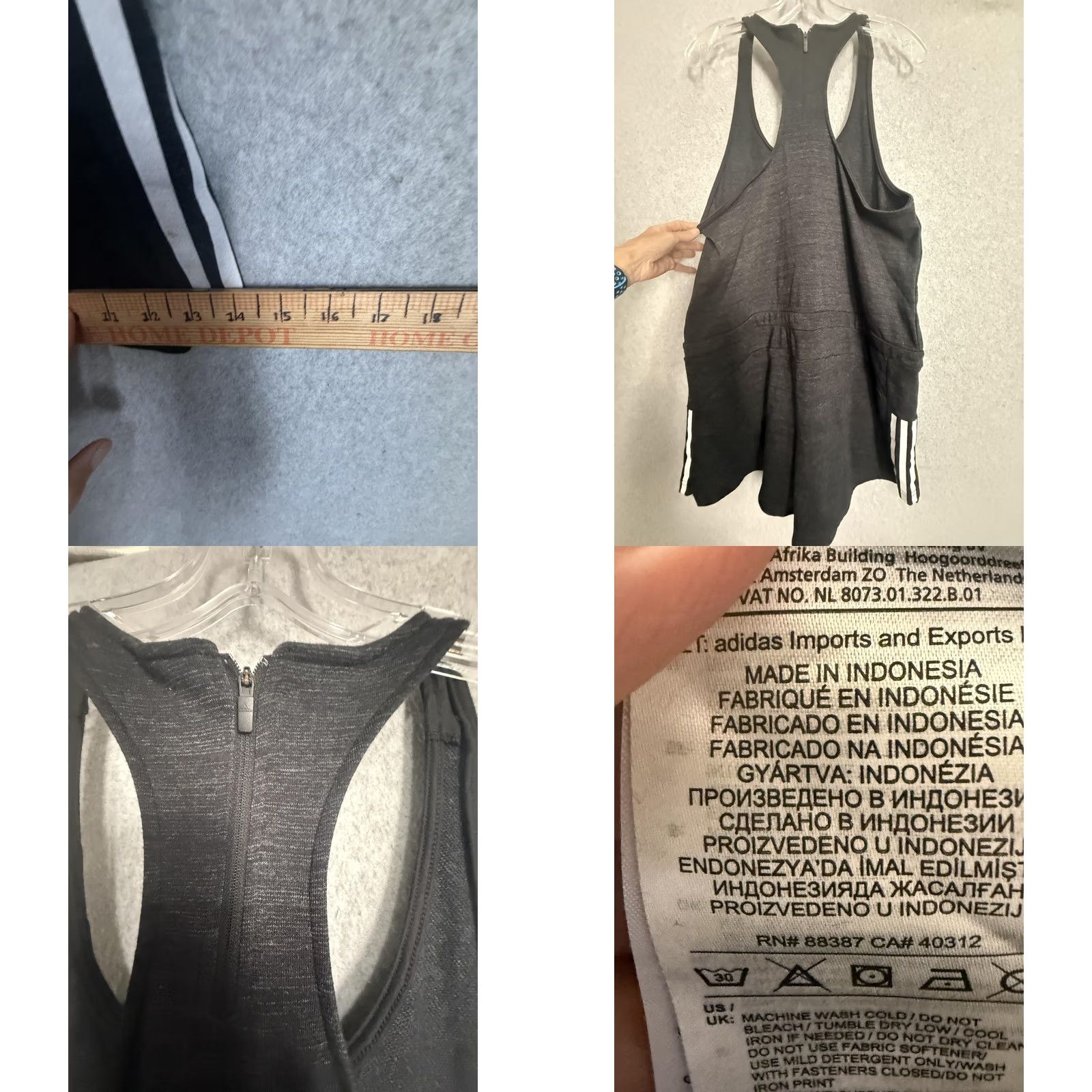 Adidas Adidas Dress Womens Large Black Racerback Tank Pockets 3 Stripe Sport Size L / US 10 / IT 46 - 8 Thumbnail