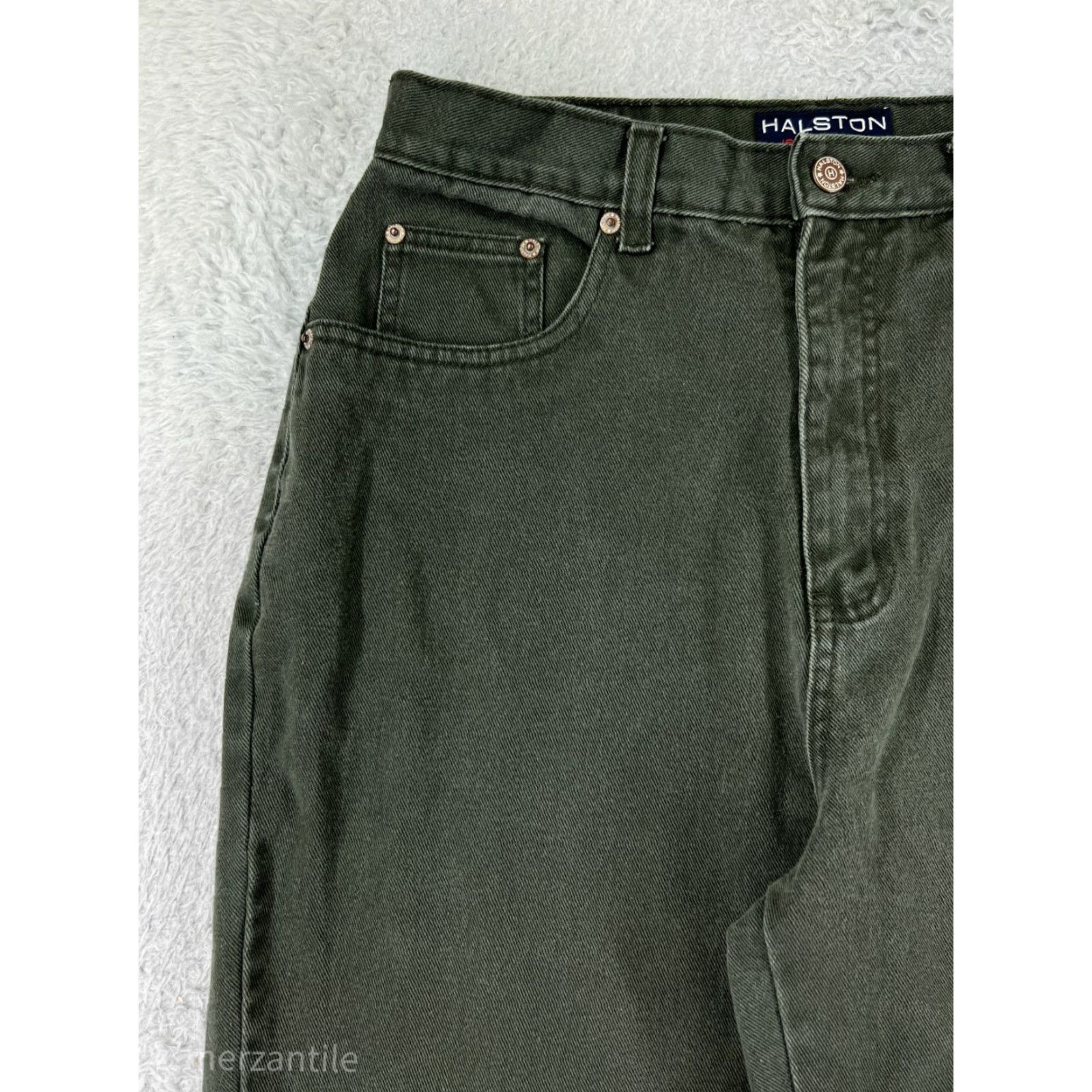 Halston Halston Jeans Capri 12 Green Denim Cotton Blend Regular High Rise Womens] Size 34" / US 12 / IT 48 - 7 Thumbnail