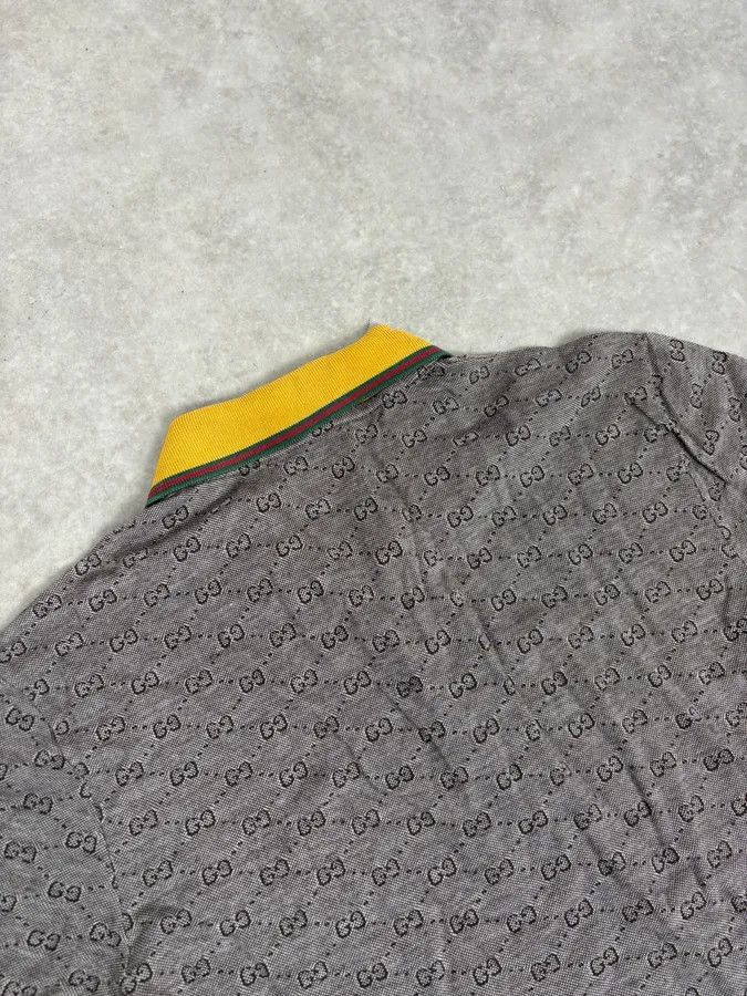 Gucci 2000s Gucci Grey Monogram Contrast Yellow Collar Polo Size US S / EU 44-46 / 1 - 8 Thumbnail