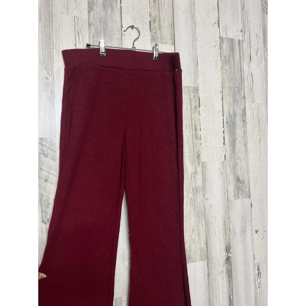 Other Maurices Burgundy Ribbed Knit Flare Pants | Soft Stretch Lou Size 28" / US 6 / IT 42 - 2 Thumbnail