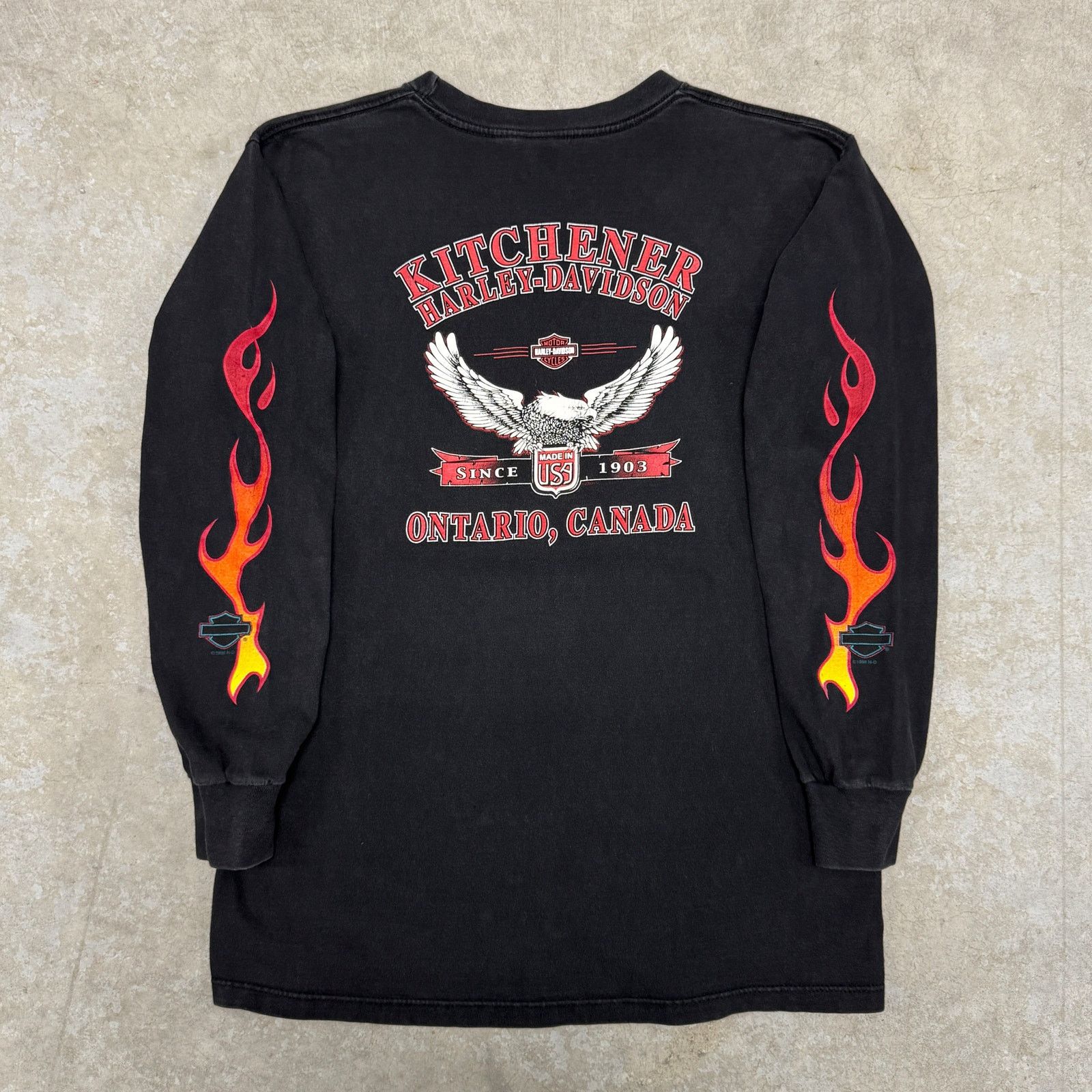 Harley Davidson Vintage Harley Davidson Flame Longsleeve Size US M / EU 48-50 / 2 - 2 Thumbnail