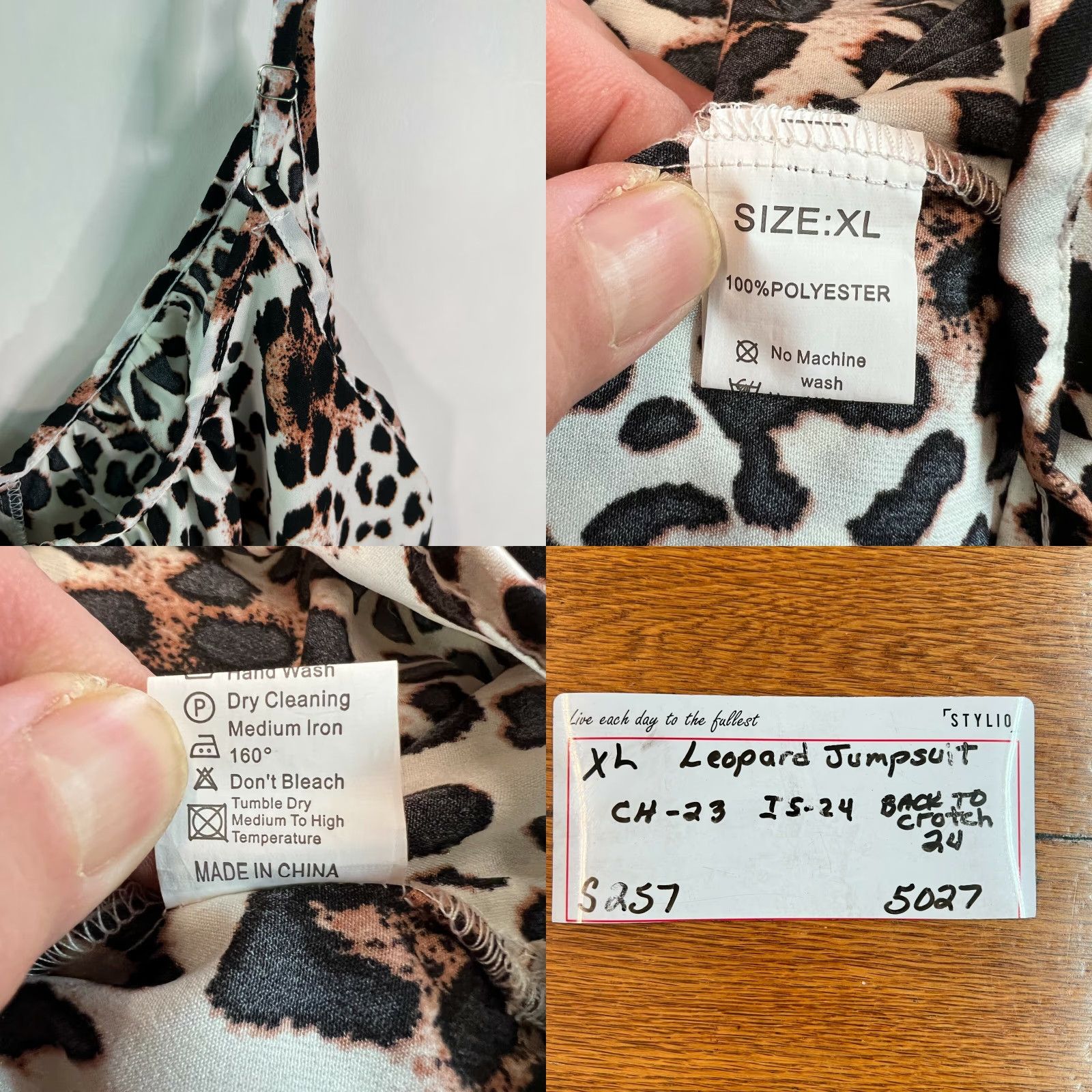 Vintage Unbranded Jumpsuit One-Piece Spaghetti Strap Leopard Print Brown XL Women's V Neck Wide-Leg Chambray 100% Polyester Casual Party/Cocktail Travel Size 40" / US 18 - 8 Thumbnail