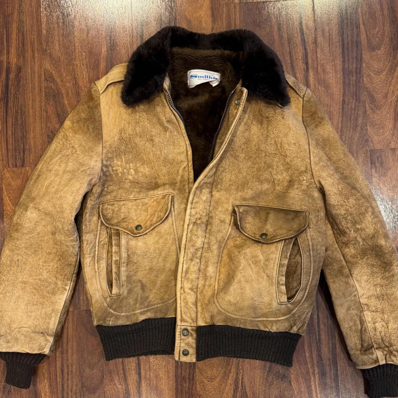 Designer Vintage Fur Lined Leather Bomber Jacket Size US M / EU 48-50 / 2 - 1 Thumbnail