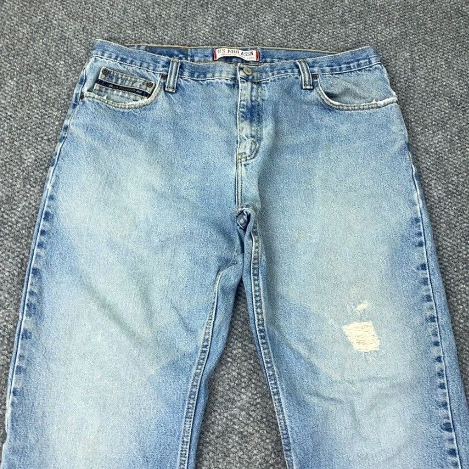 Vintage US Polo Assn Jeans Mens 40x30 Blue Loose Relaxed Straight Faded Distressed Y2K Size US M / EU 48-50 / 2 - 2 Thumbnail