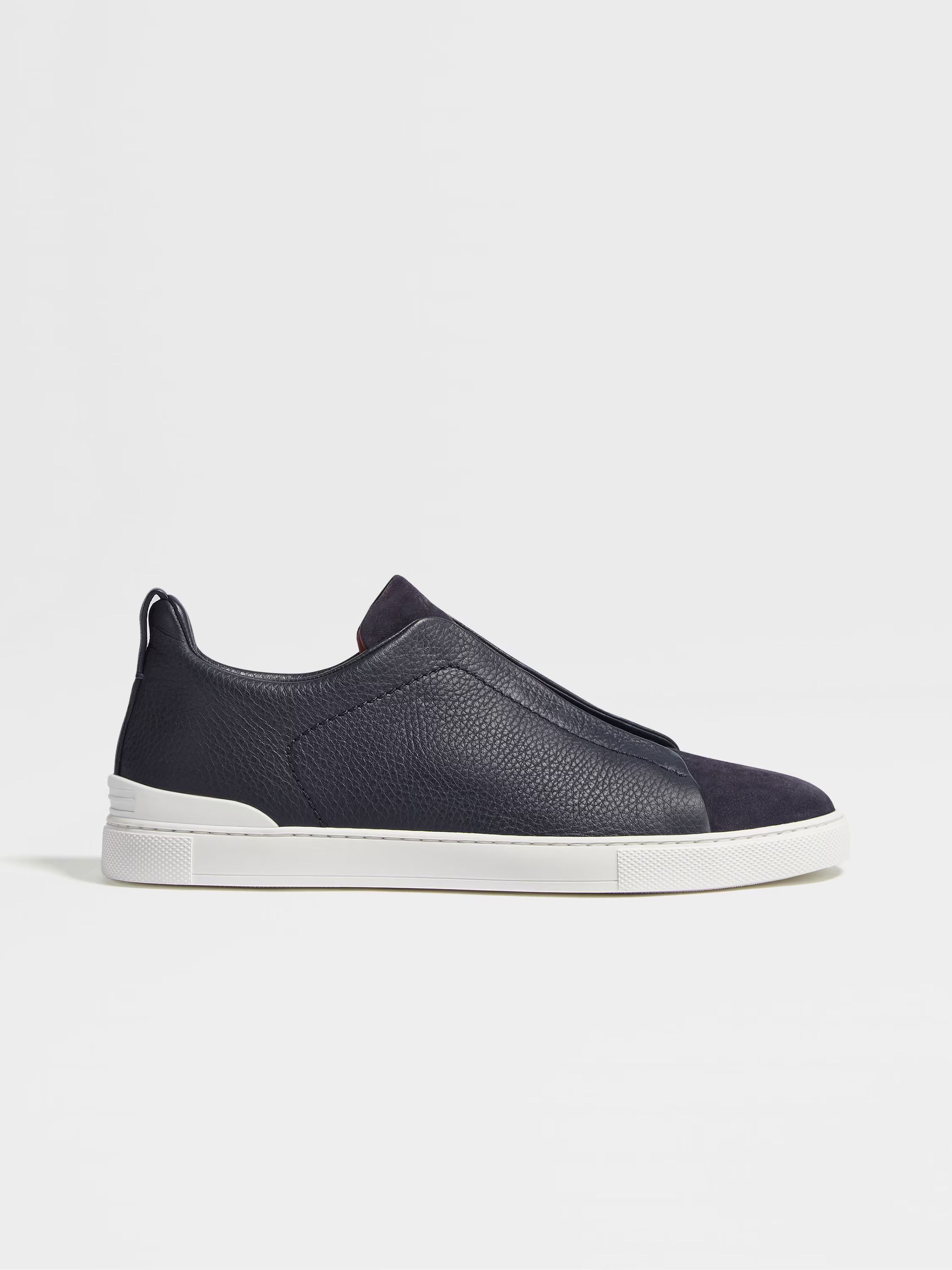 Ermenegildo Zegna o1s1rm0325 RLHRHS Triple Stitch™ Pelle e Suede Sneakers Navy Size US 10 / EU 43 - 1 Thumbnail