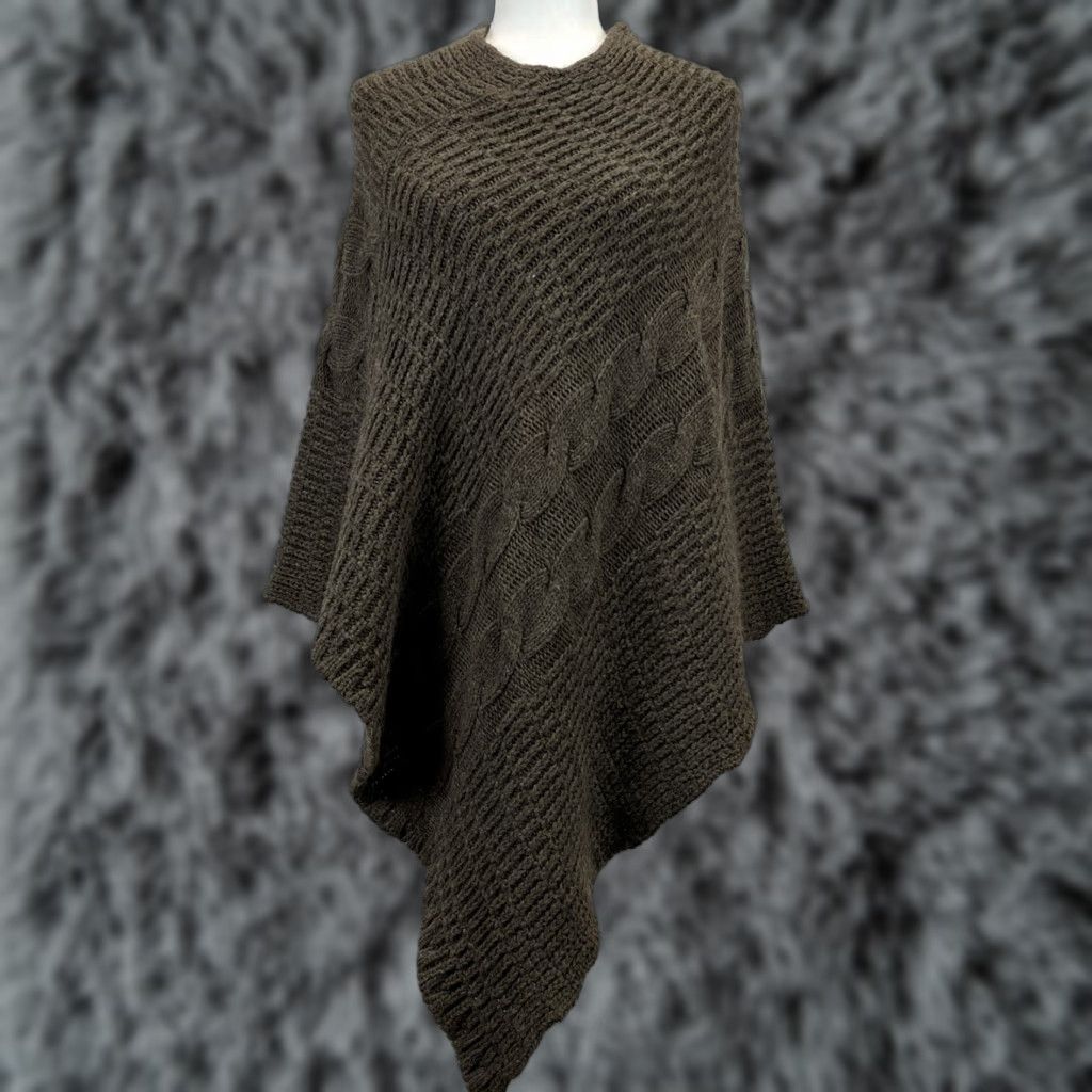 Vintage Cocogio Knit Sweater Poncho Cape One Size Womens Brown Cableknit Soft Made Italy Size ONE SIZE - 1 Thumbnail