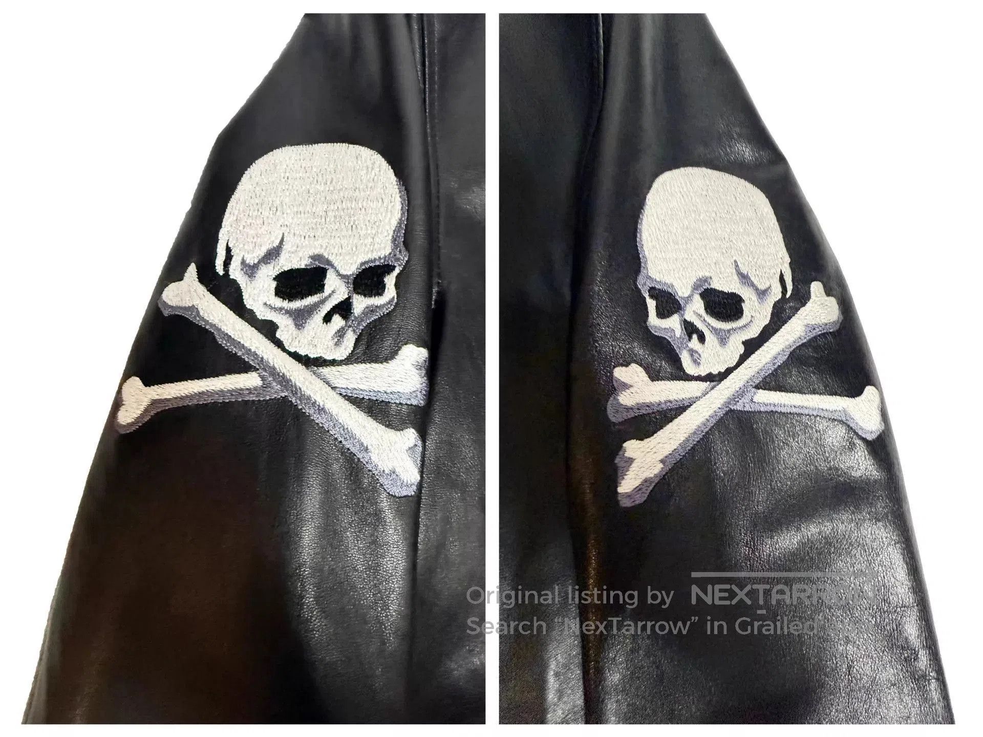 Mastermind Japan Black Leather Jacket with Skull Embroidery - M. Size US M / EU 48-50 / 2 - 5 Thumbnail