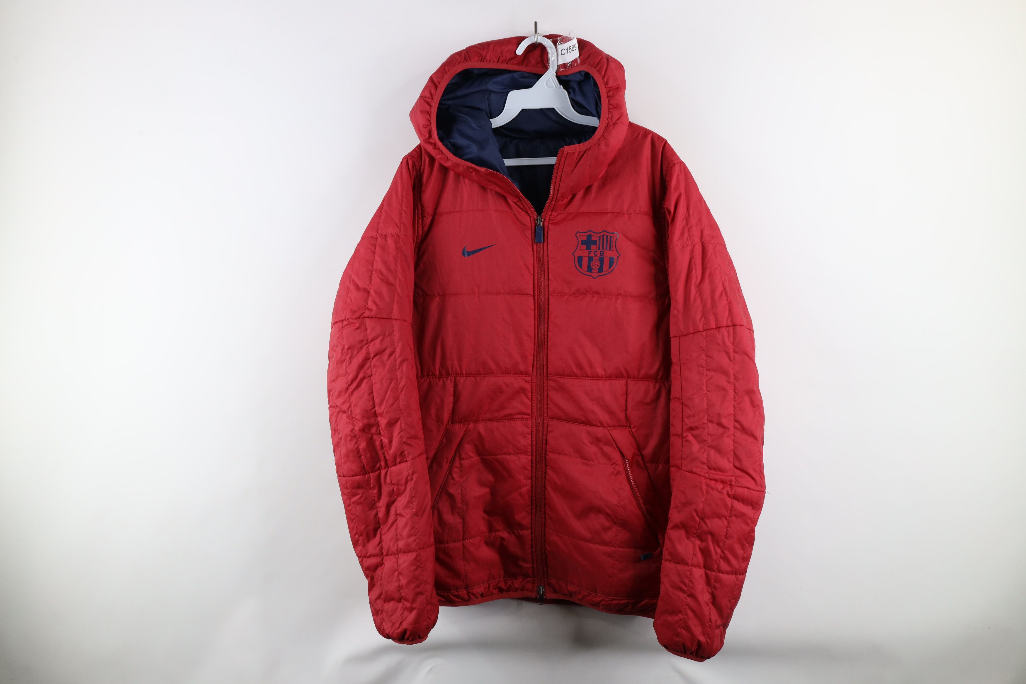 Nike Vintage Nike Reversible Barcelona FC Soccer Football Puffer Jacket Grailed