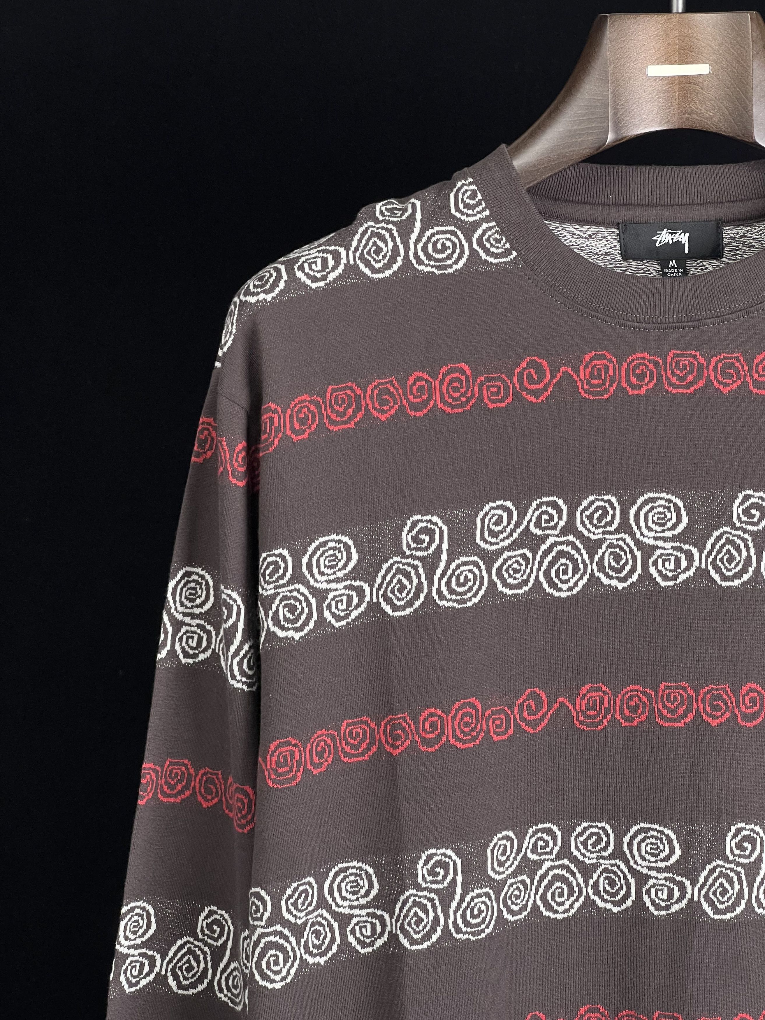 Stussy Brand New Swirl Stripe LS Crew Brown (FW21) M Size US M / EU 48-50 / 2 - 5 Thumbnail