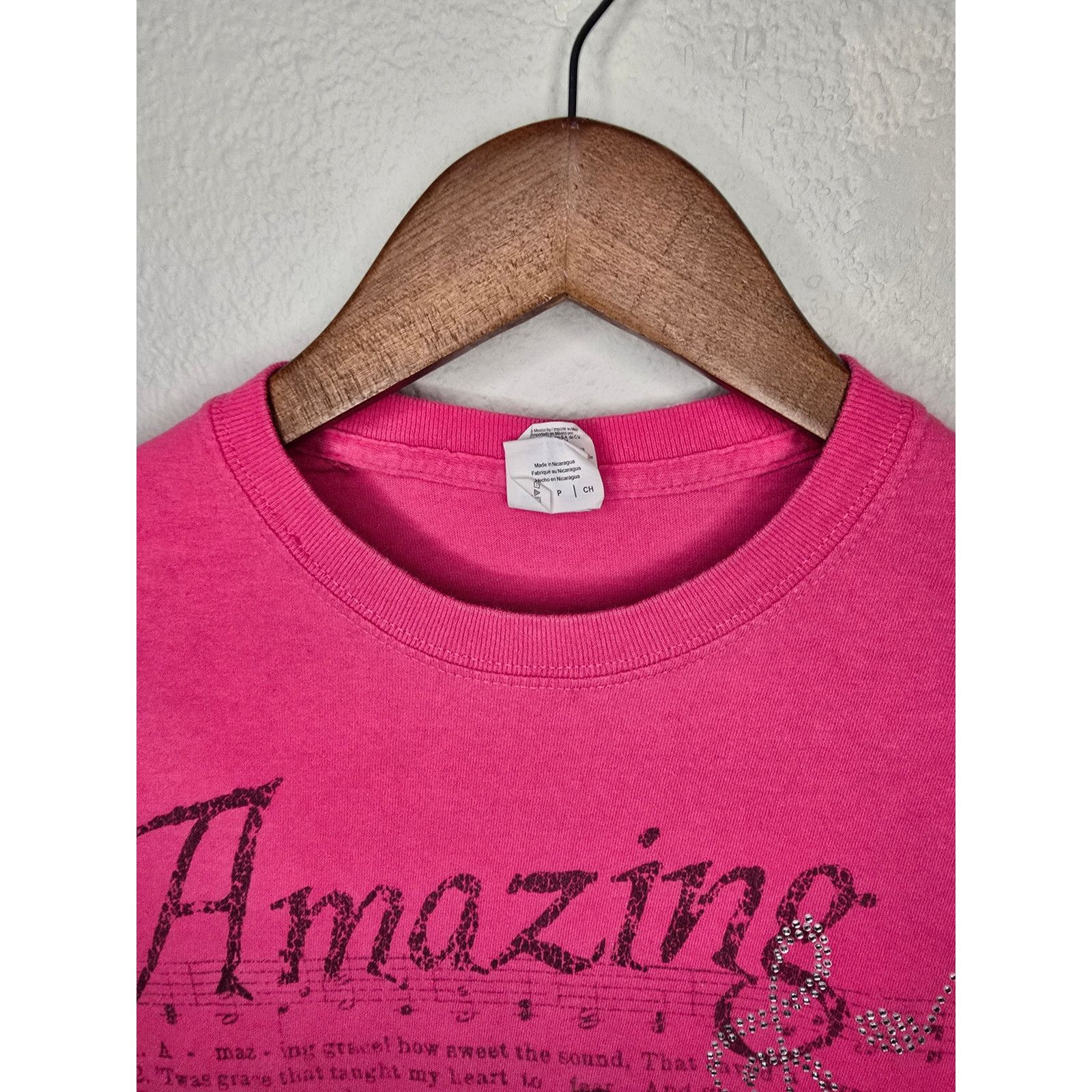 Gildan Amazing Grace Shirt Christian Gospel Rhinestone Pink S Tee Size S / US 4 / IT 40 - 7 Thumbnail