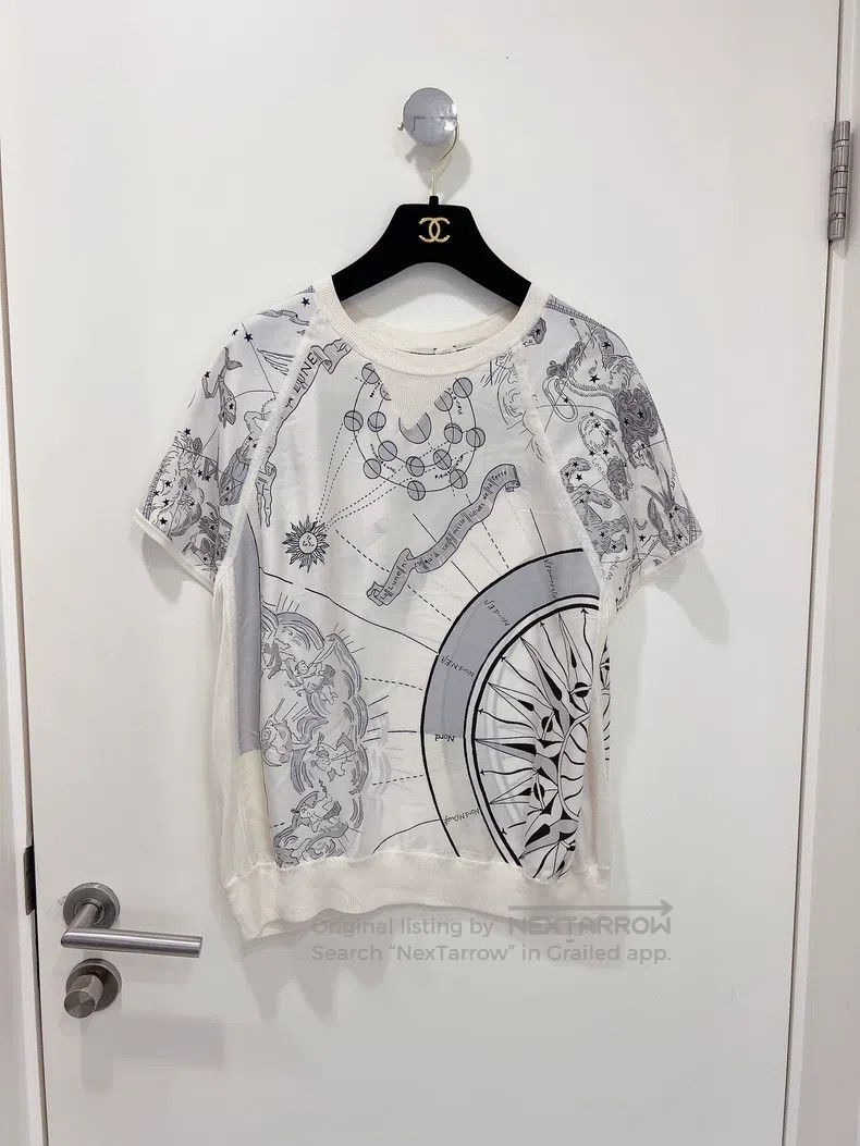 Hermes Hermes White and Grey Constellation Star Chart Silk Printe Size XS / US 0-2 / IT 36-38 - 1 Thumbnail
