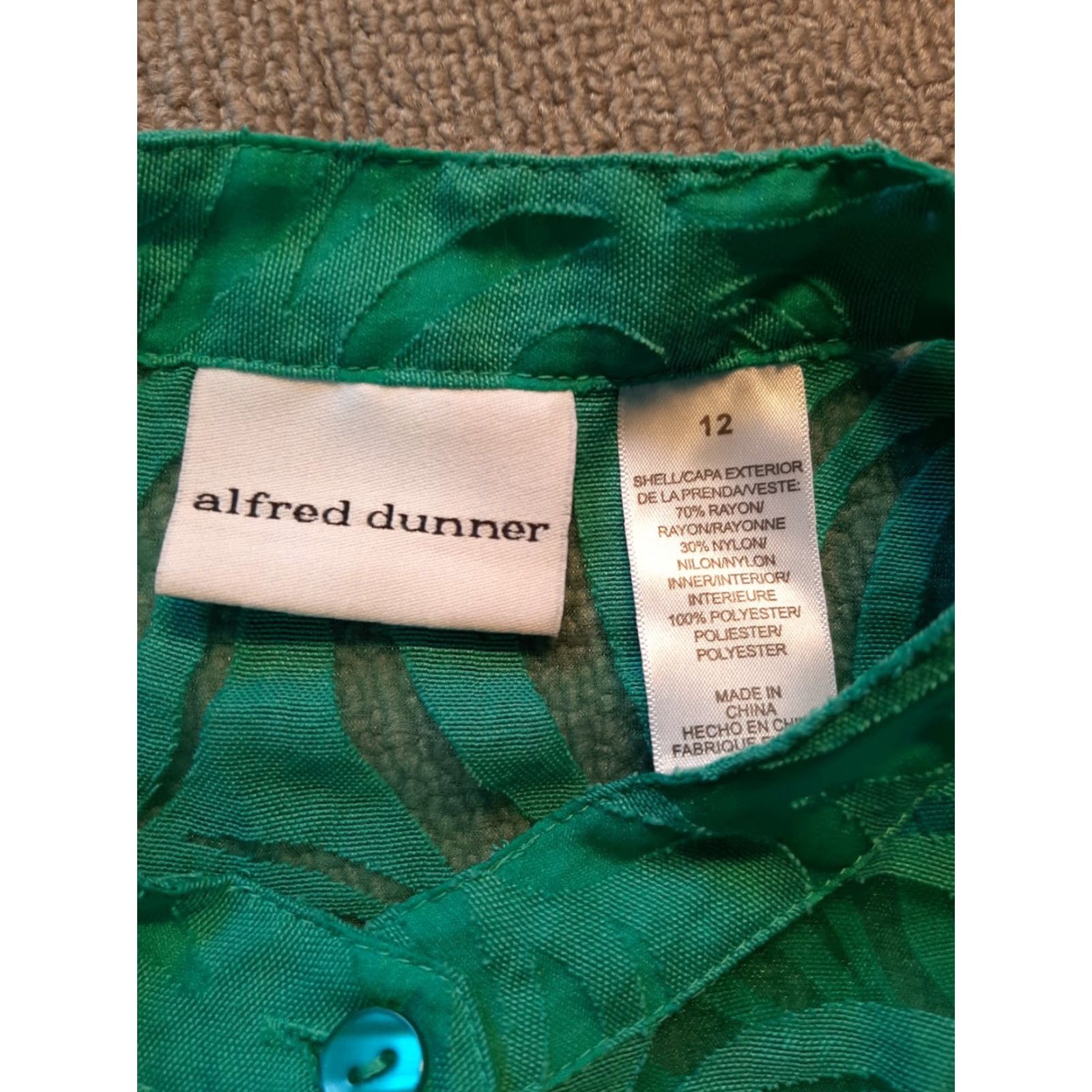 Vintage Alfred Dunner Shirt Women 12 Teal Blue Long Sleeve Sheer Button Up Top Size XL / US 12-14 / IT 48-50 - 3 Thumbnail