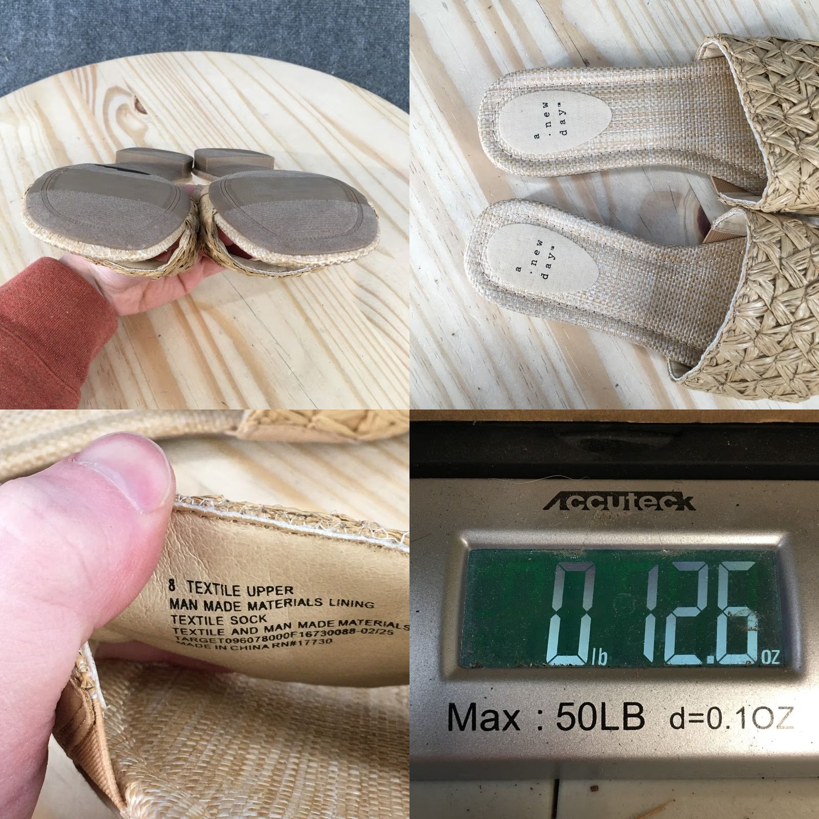 Vintage A New Day Sandals Womens 8 Ariella Woven Raffia Slip On Slide Flats Beige Casual Size US 8 / IT 38 - 9 Thumbnail
