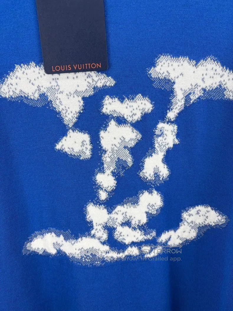 Louis Vuitton Louis Vuitton Blue Sky White Cloud Knit Short Sleeve. Size US XXL / EU 58 / 5 - 3 Thumbnail