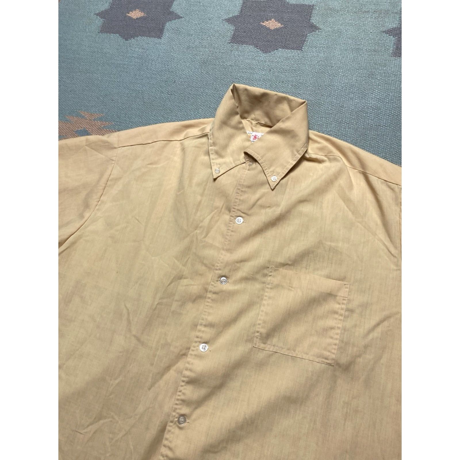Vintage VINTAGE 60s 70s button shirt short sleeve pale yellow lightweight cotton Large Mens Shirt Size US L / EU 52-54 / 3 - 2 Thumbnail