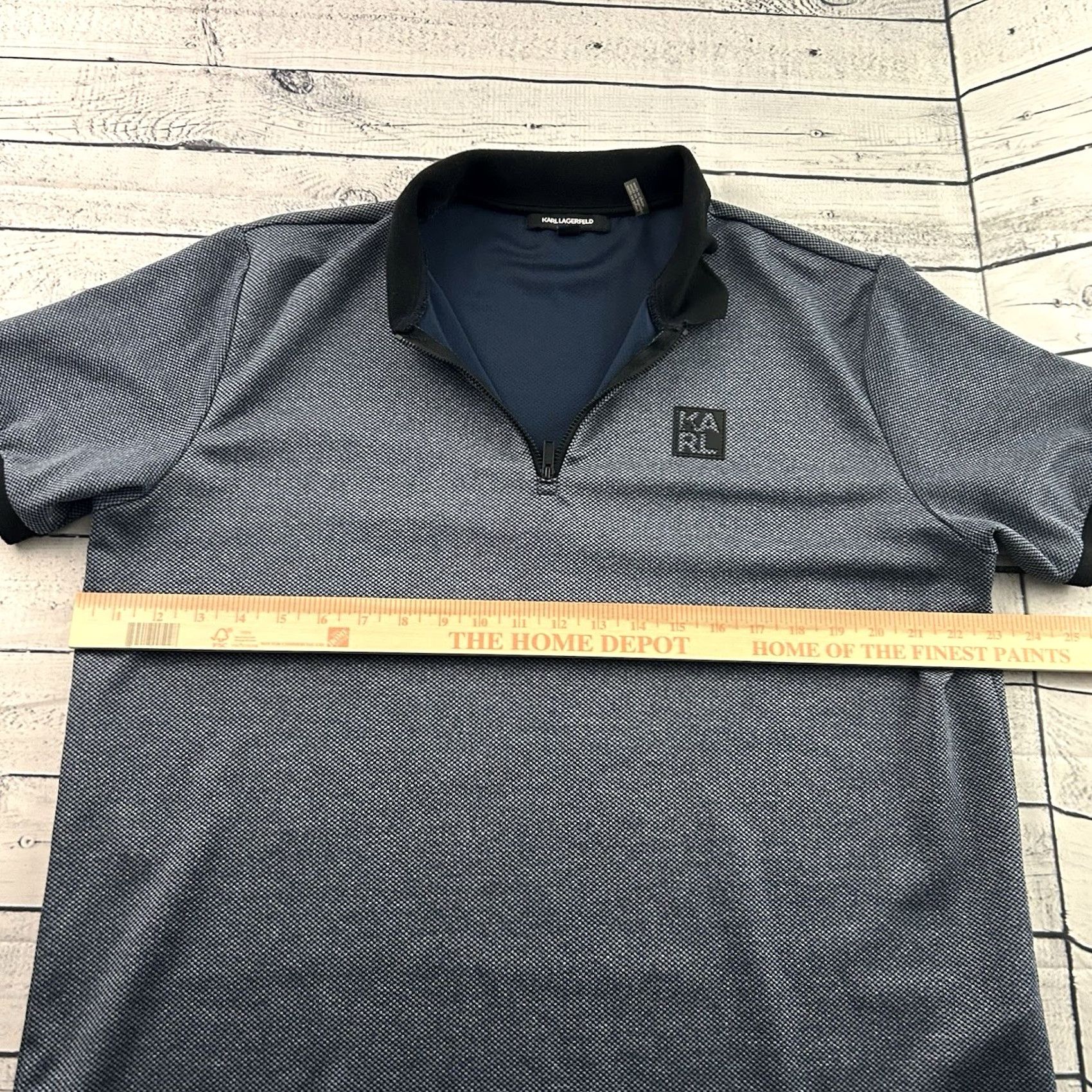 Karl Lagerfeld Karl Lagerfeld 1/4 Zip Short Sleeve Polo Shirt Men's XL Blue Black Size US XL / EU 56 / 4 - 5 Thumbnail