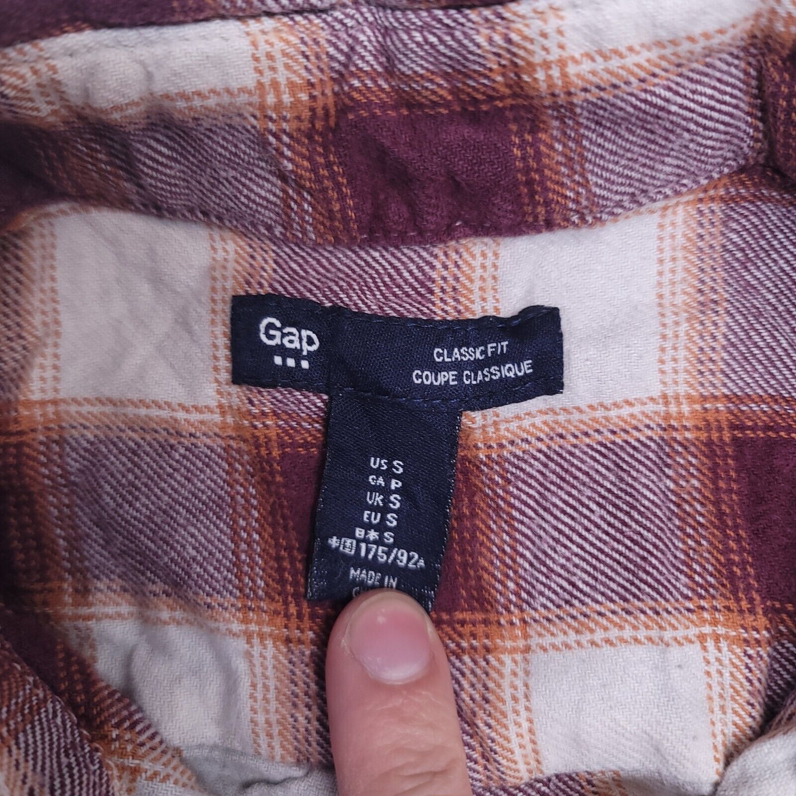 Gap Gap Tartan Flannel Shirt Mens Size Small S Maroon White Size US S / EU 44-46 / 1 - 3 Thumbnail