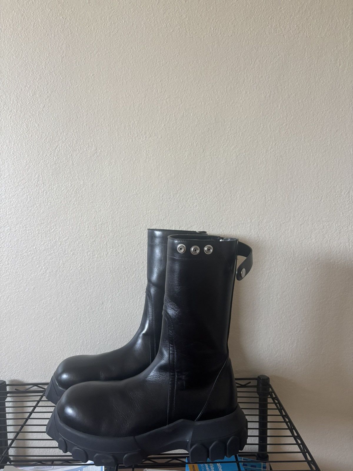 Rick Owens calf-length creeper bozo tractor boots | Grailed