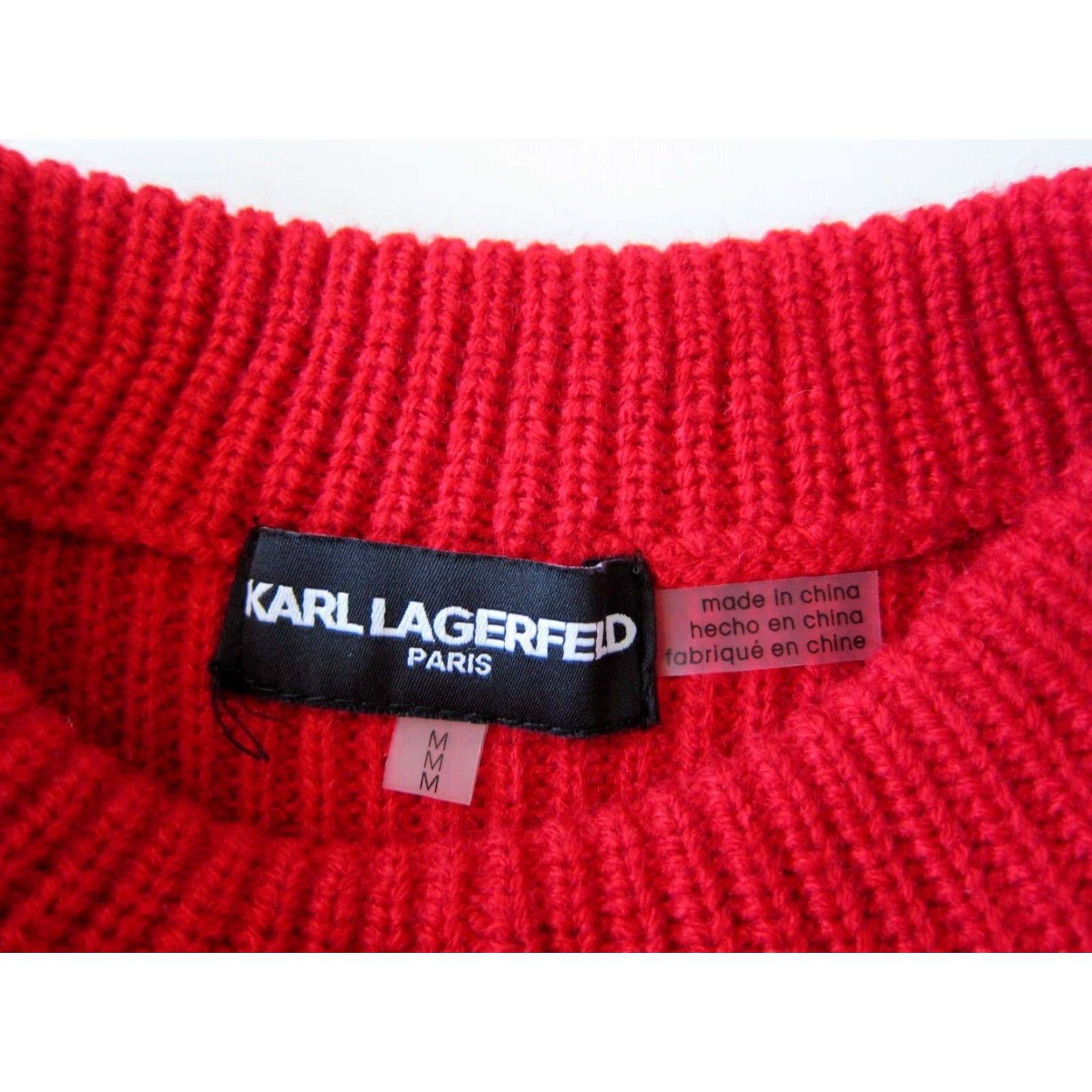 Karl Lagerfeld Karl Lagerfeld Paris Red Black Silver Cable Knit Mock Neck Sweater Medium Women XS? Size M / US 6-8 / IT 42-44 - 4 Thumbnail