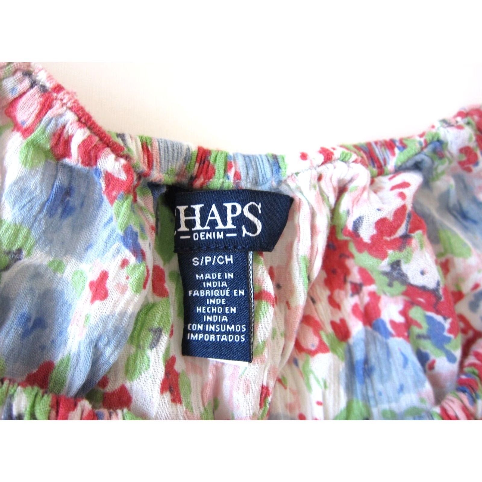Chaps Chaps Ralph Lauren Blouse Pink White Floral 3/4 Sleeve Peasant Cotton Small Womens Size S / US 4 / IT 40 - 3 Thumbnail