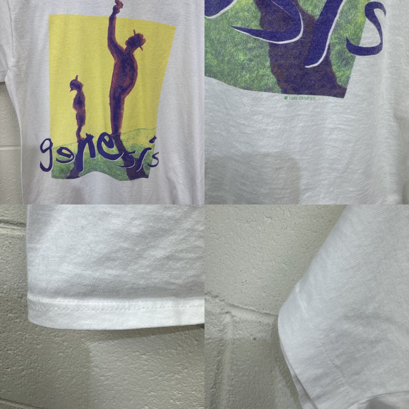 Jerzees VINTAGE Genesis Tour Double Sided T Shirt Large Men 90s White Cotton Graphics Logo Crew Neck Short Sleeve Rock Concert We Can’t Dance Size US L / EU 52-54 / 3 - 8 Thumbnail