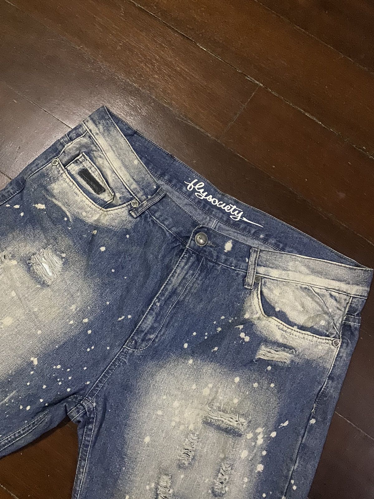 Designer × Japanese Brand Fire 🔥 FLY SOCIETY distressed splatted denim Size US 40 / EU 56 - 5 Thumbnail
