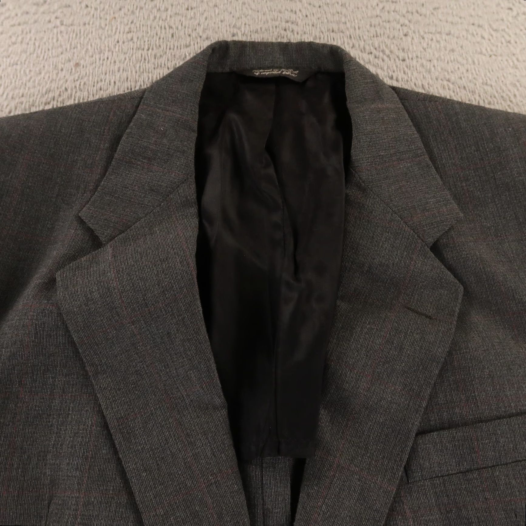 VINTAGE Cavalier Blazer 42R Gray Wool Check Single Breasted 80s Mens