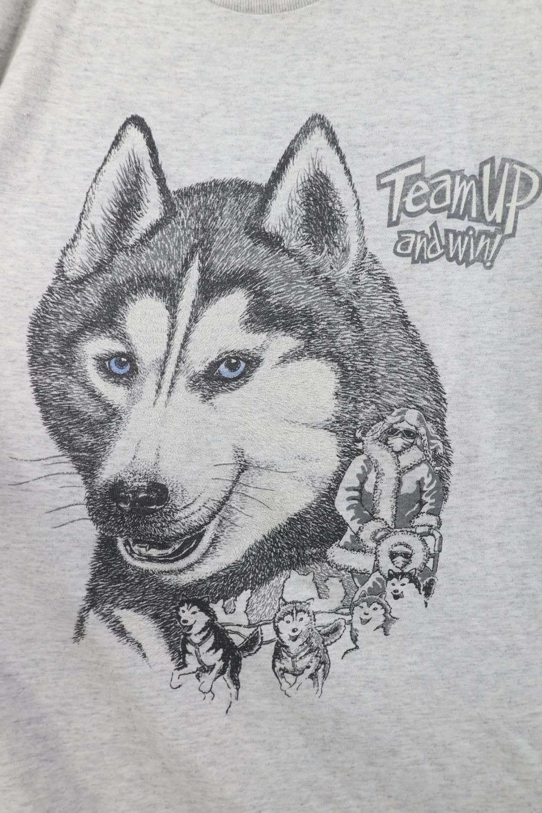 Vintage Vintage 90s Alaskan Husky Dog Racing Sled T-Shirt Gray USA Size US L / EU 52-54 / 3 - 5 Thumbnail